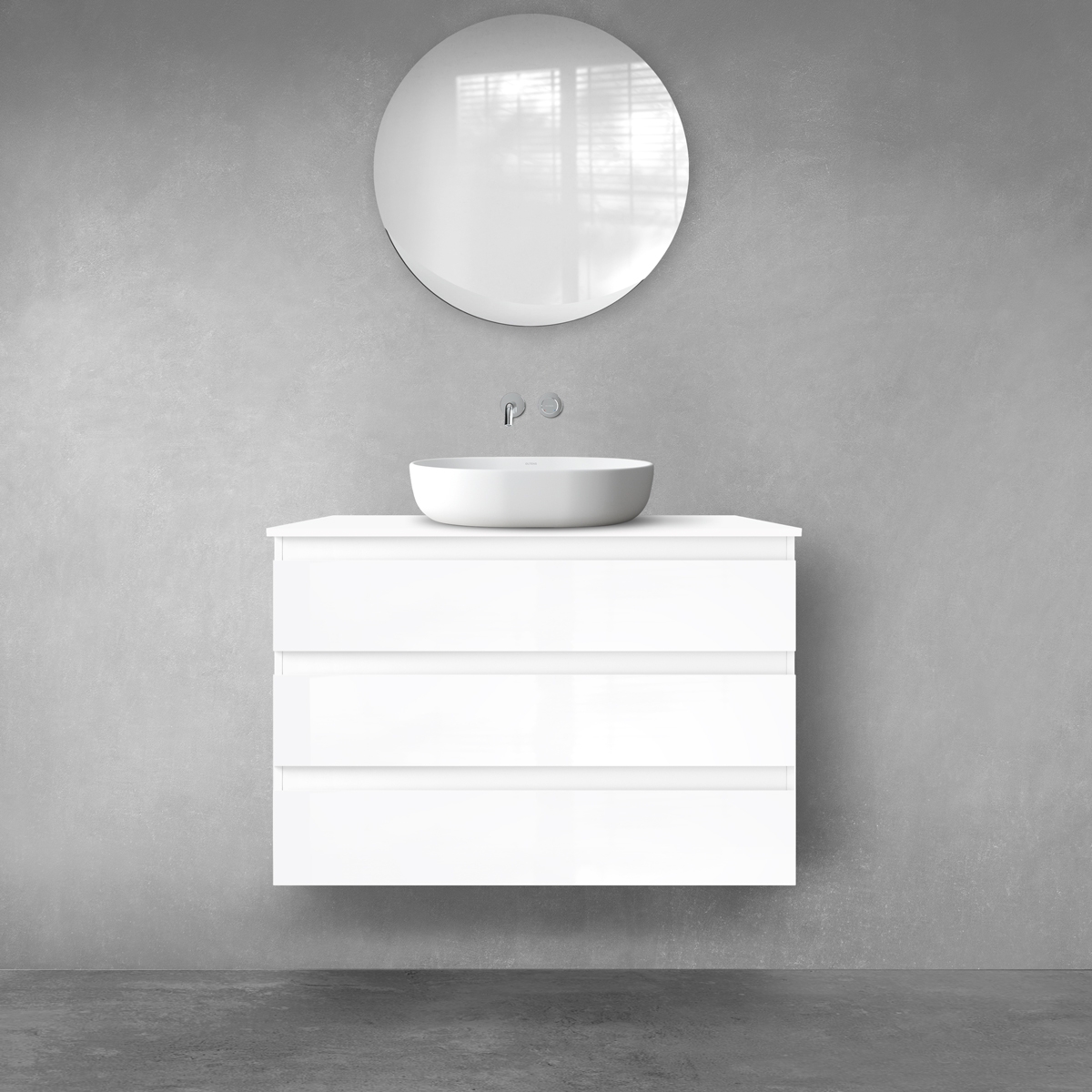 Oltens Vernal zestaw mebli łazienkowych 100 cm z blatem biały połysk 68459000 - Wysyłka w 24h