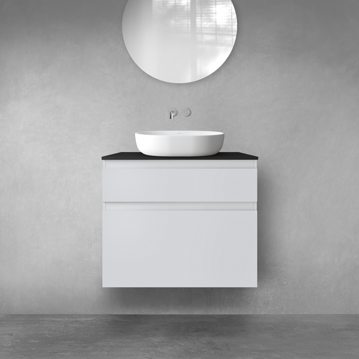 Oltens Vernal zestaw mebli łazienkowych 80 cm z blatem szary mat/czarny mat 68231700 - Wysyłka w 24h