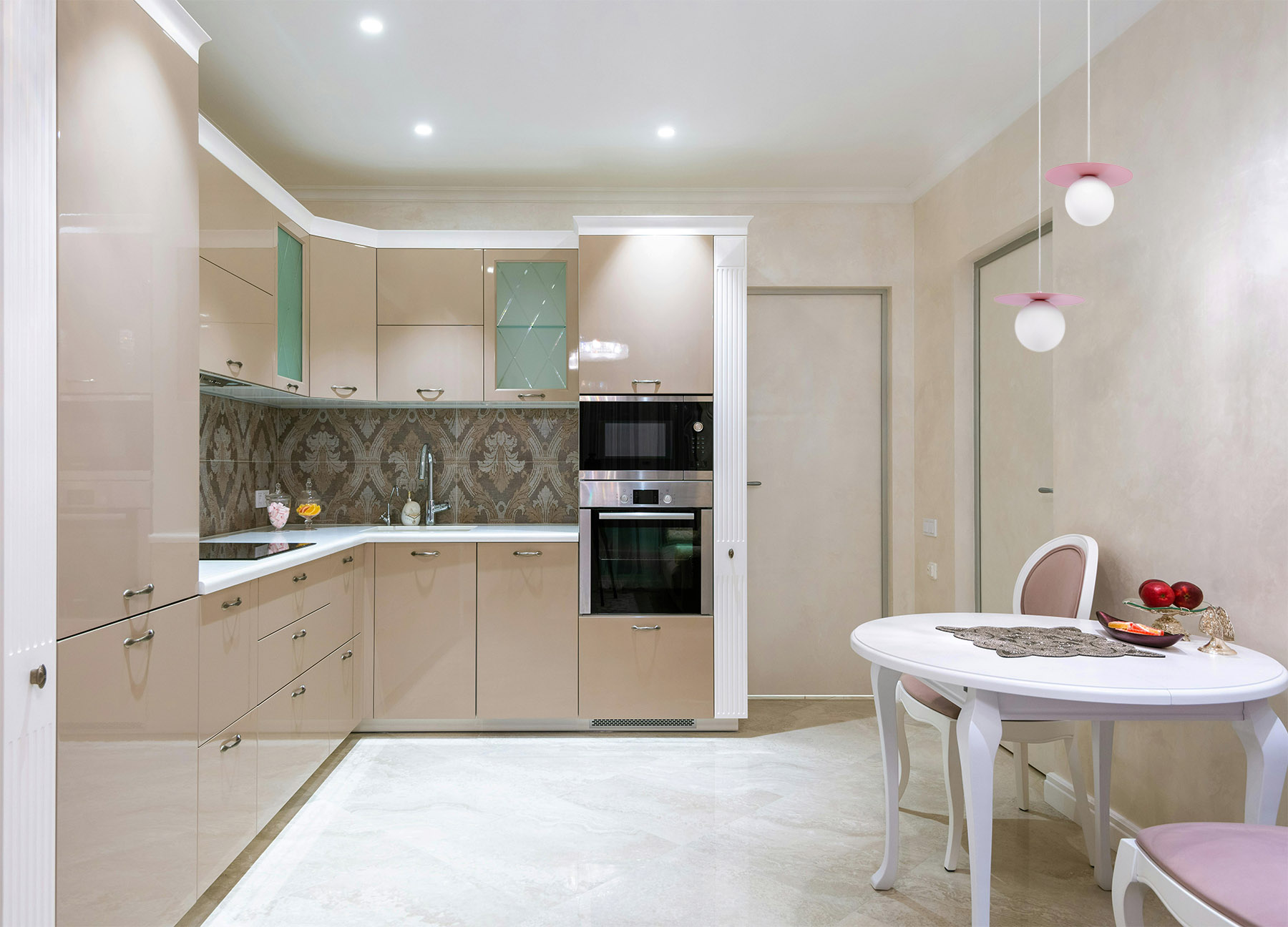 Kaja Robin lampa wisząca 1x10 W biała-różowa K-5440