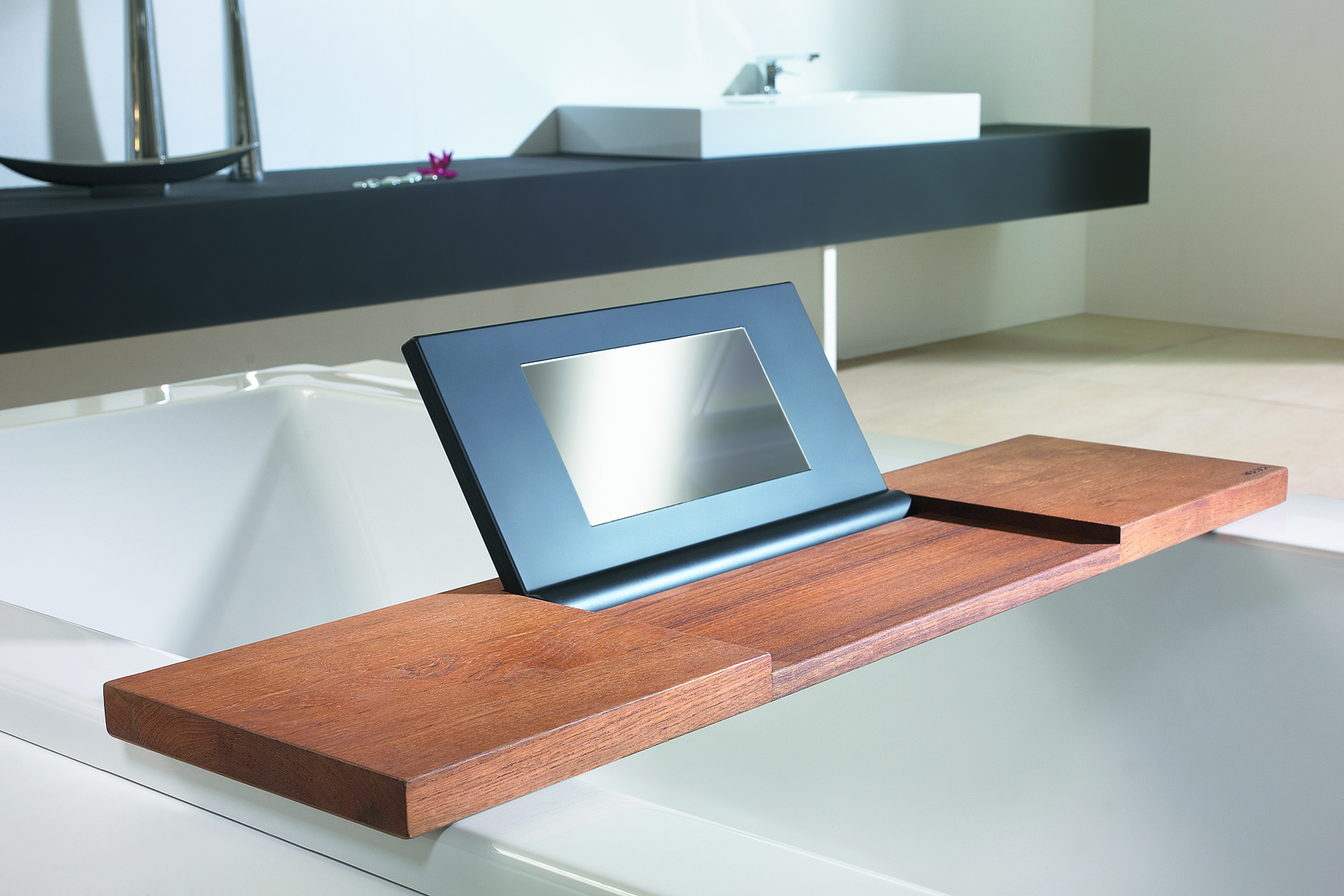 Hoesch półka nawannowa z lustrem PU/drewno egzotyczne 89217