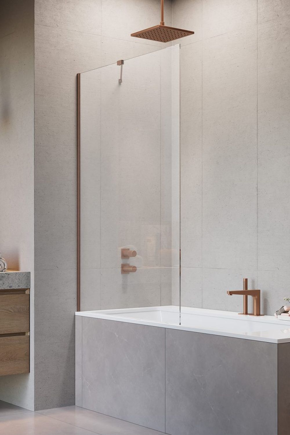 Radaway Modo New Brushed Copper PNJ II parawan nawannowy 80 cm miedź szczotkowana/szkło przezroczyste 10006080-93-01 - Wysyłka w 24h