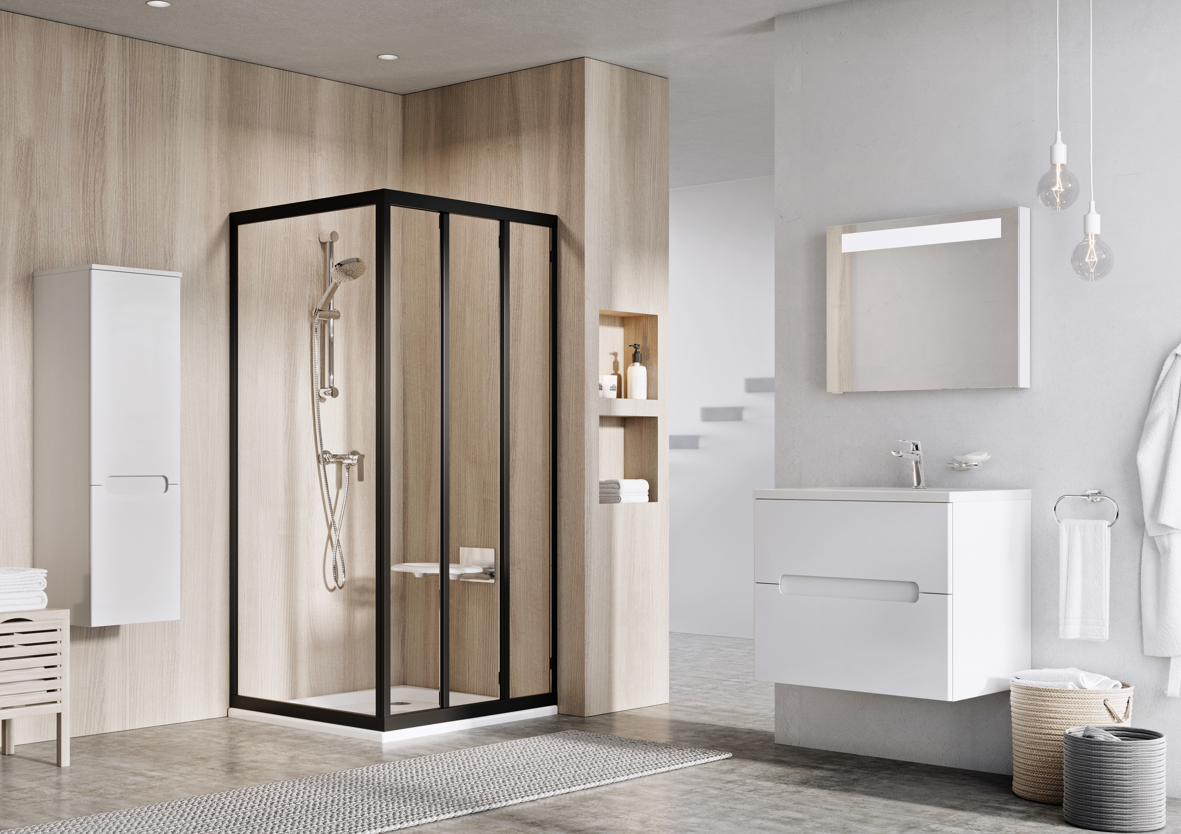 Ravak Supernova APSS-90 ścianka prysznicowa 90 cm czarny/szkło przezroczyste 940703R2Z1