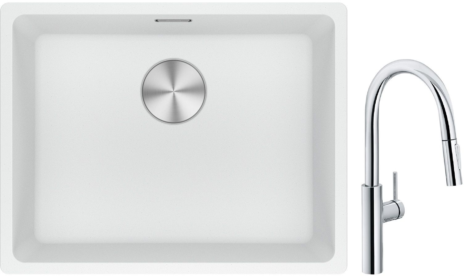 Franke Maris MRG 110-52 zlewozmywak 52x40 cm Fragranite biały polarny z baterią kuchenną Pescara L Slide-In chrom (1250687255, ... - Wysyłka w 24h