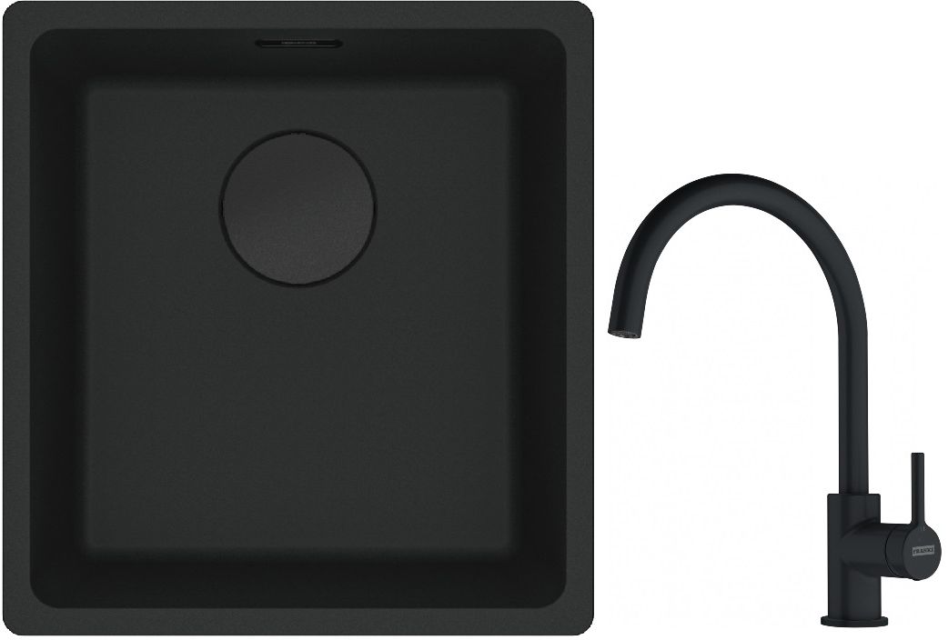 Franke Maris MRG 110-37 zlewozmywak 40x37 cm Fragranit + czarny mat z baterią kuchenną Lina czarny mat (1250697760, 1150626019) - Wysyłka w 24h