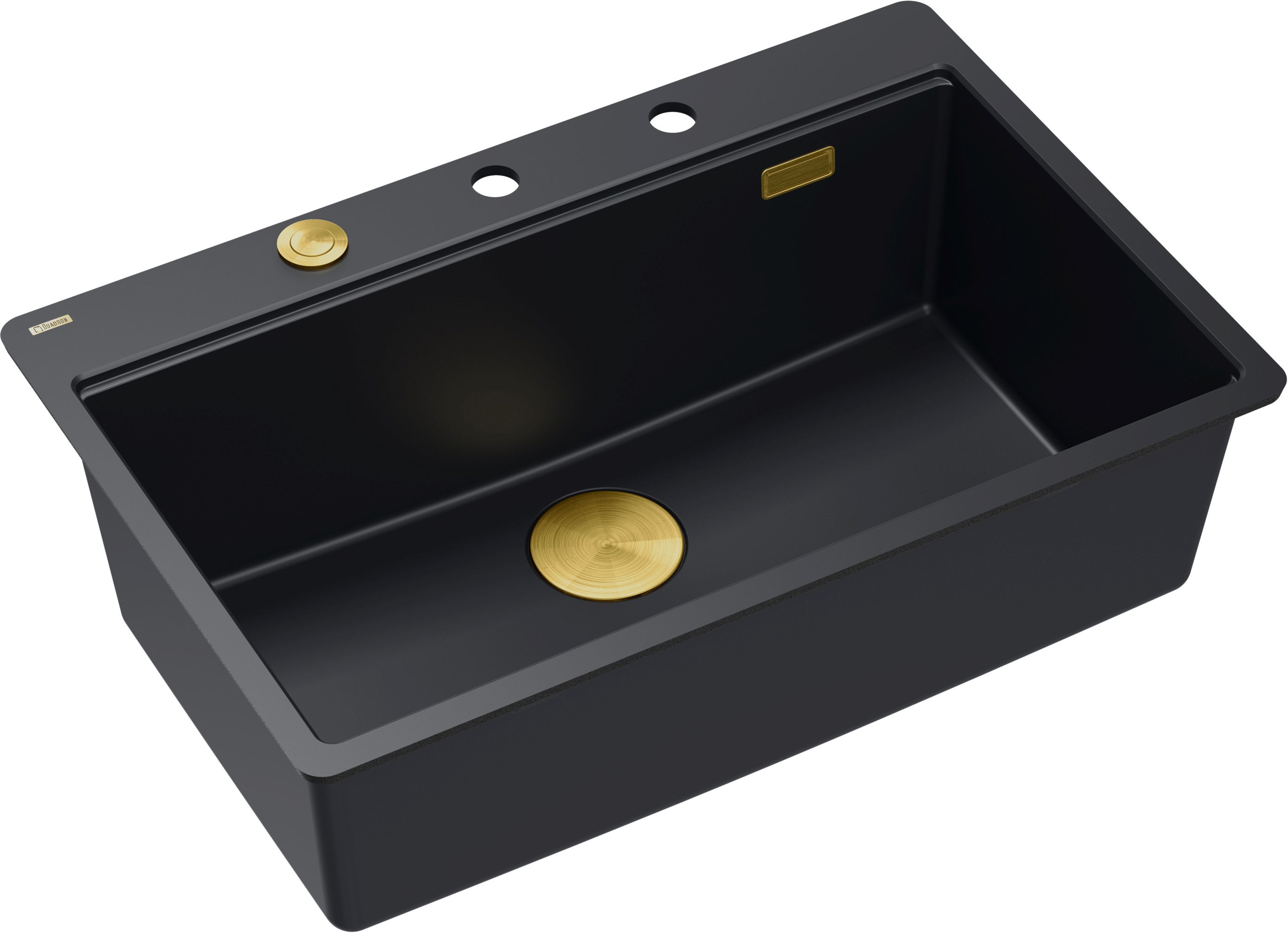 Quadron Marc 110 FM zlewozmywak 75x49 cm GraniteQ pure carbon/elementy złote HQM7650U7_FM_PVDG1