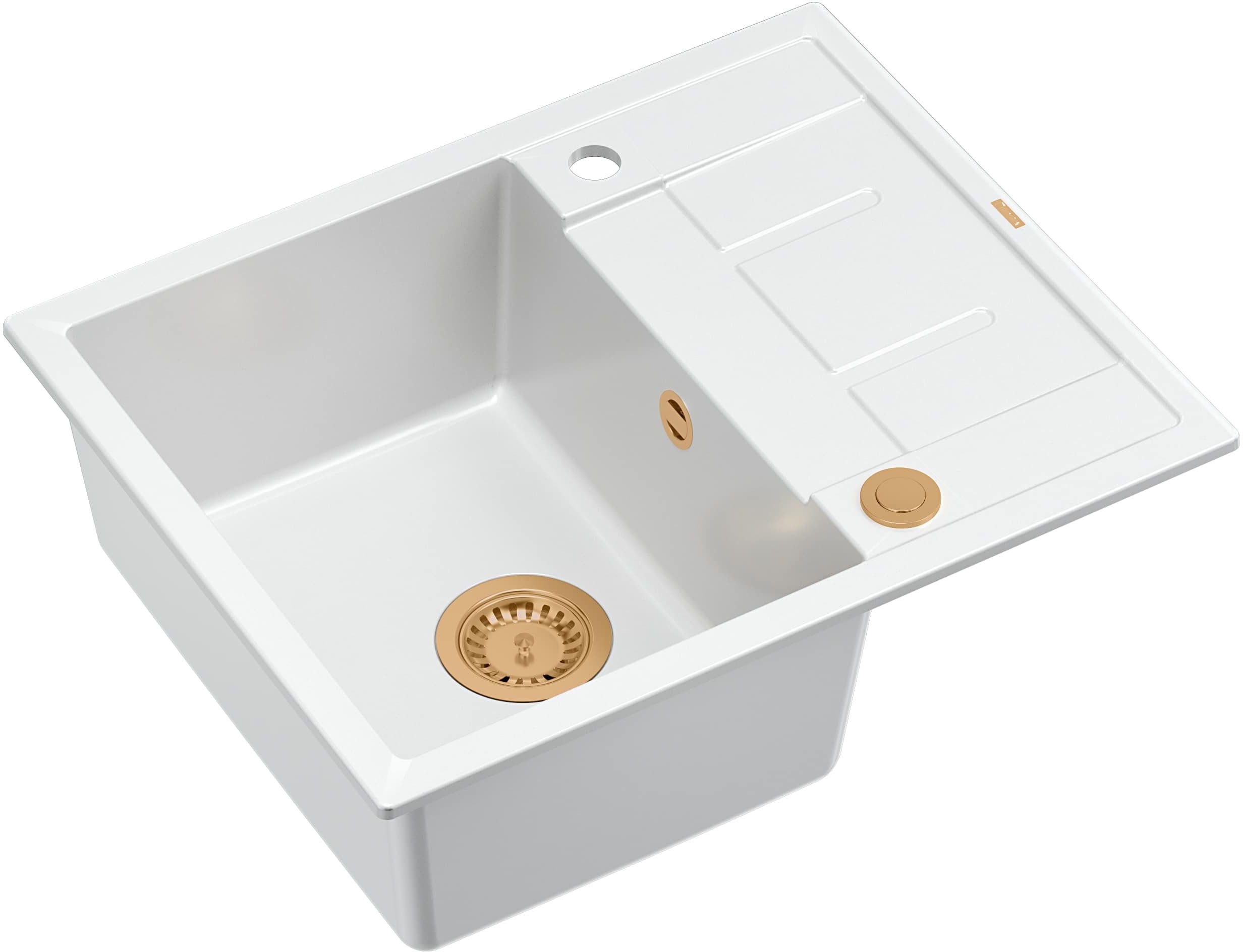 Quadron Morgan 116 zlewozmywak 62x50 cm wpuszczany GraniteQ snow white/miedź HB8210U1-C1_P2O