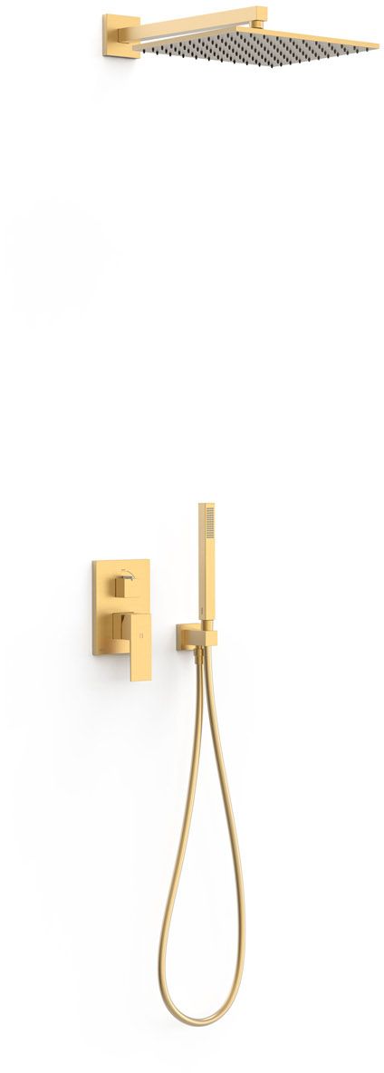 Tres Cuadro zestaw prysznicowy podtynkowy z deszczownicą złoto matowe 00628004OM