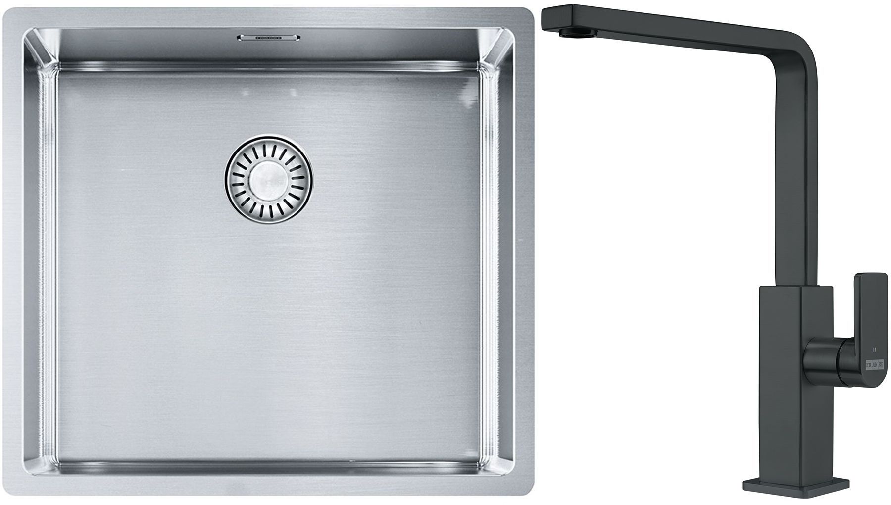 Franke Box BXX 210/110-45 zlewozmywak 49x45 cm stalowy z baterią kuchenną Mythos czarna stal szlachetna (1270453655, 1150550441)