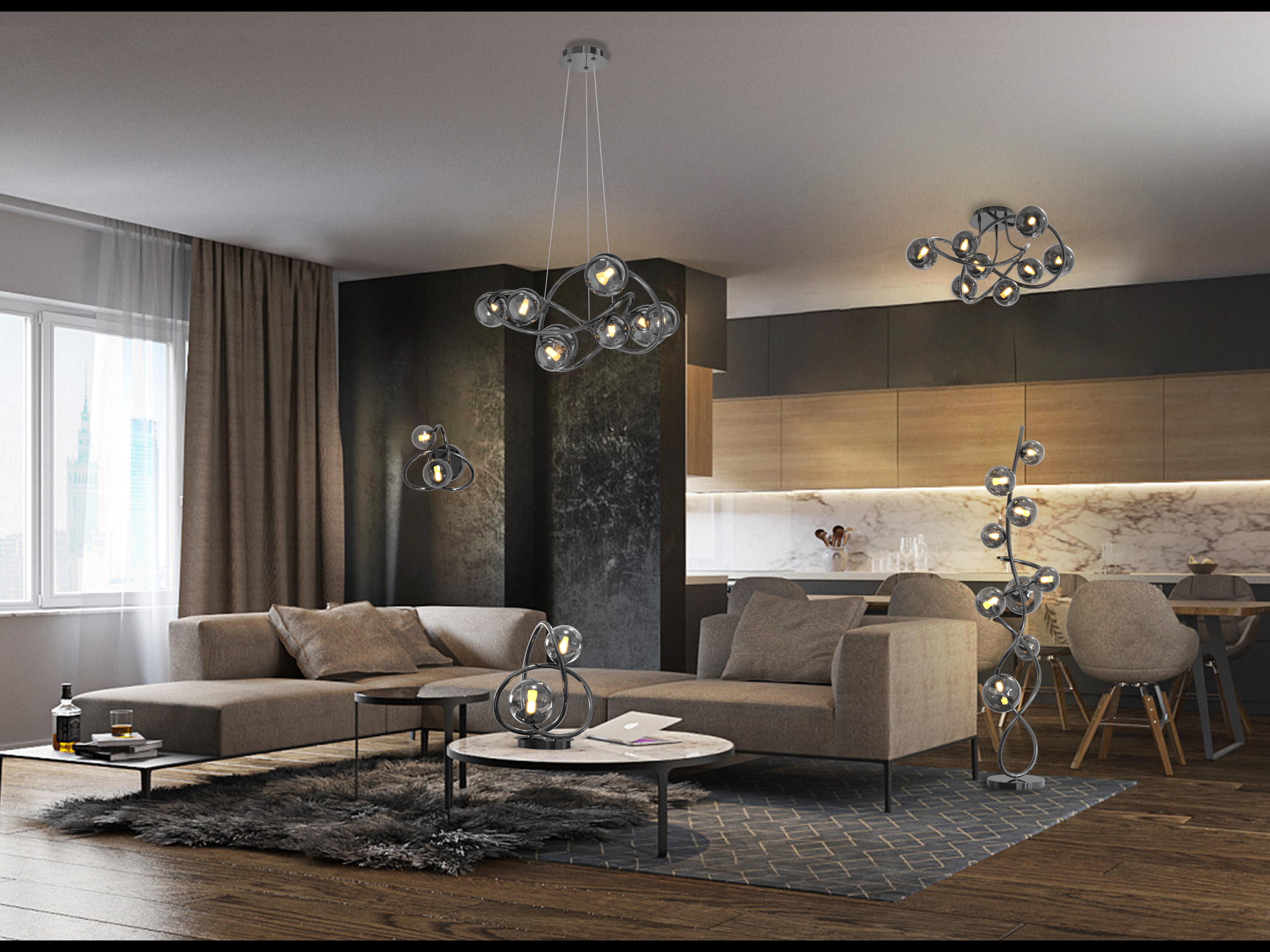 Aviano Nancy lampa stołowa 2x3,5 W czarna 8014-205