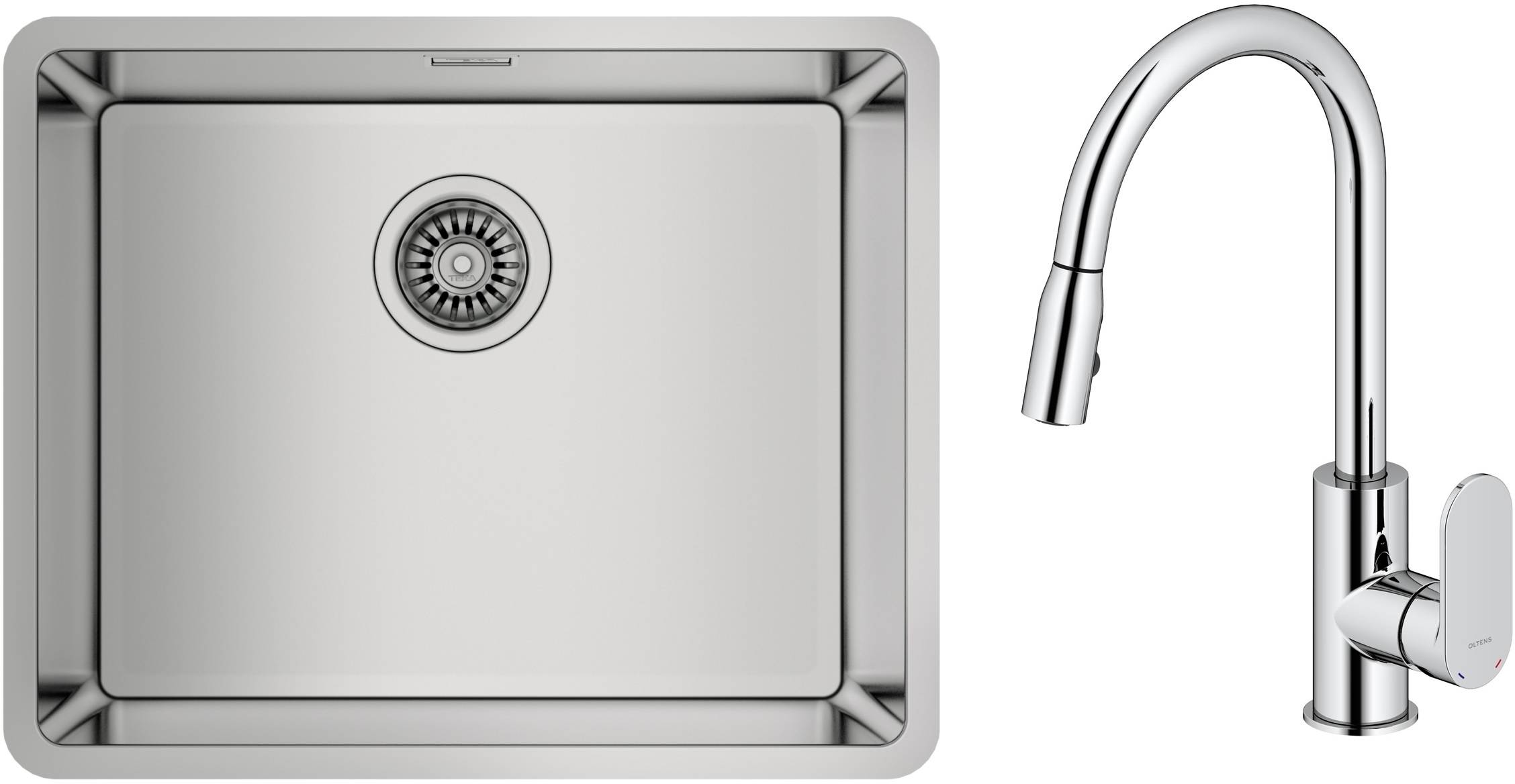 Zestaw Teka Be Linea RS15 50.40 zlewozmywak 54x44 cm z baterią kuchenną Oltens Lista stal polerowana/chrom (115000005, 35202100) - Wysyłka w 24h