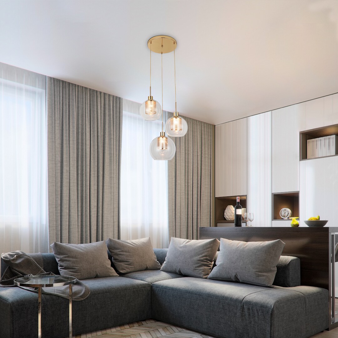 Rabalux Philana lampa wisząca 3x60W złoty/przezroczysty 6496 - Wysyłka w 24h