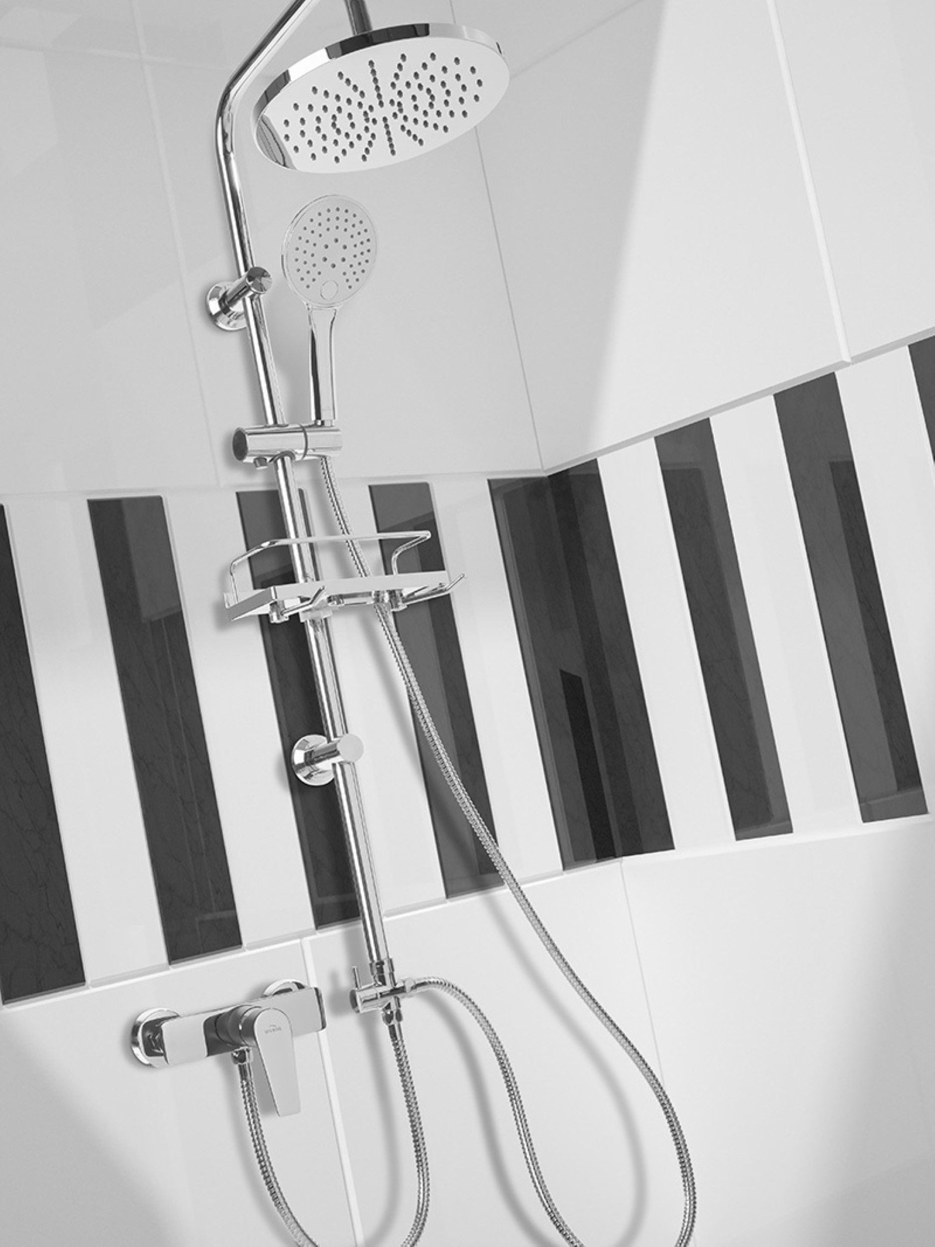 Invena Corso zestaw prysznicowy ścienny z deszczownicą chrom AU-23-001