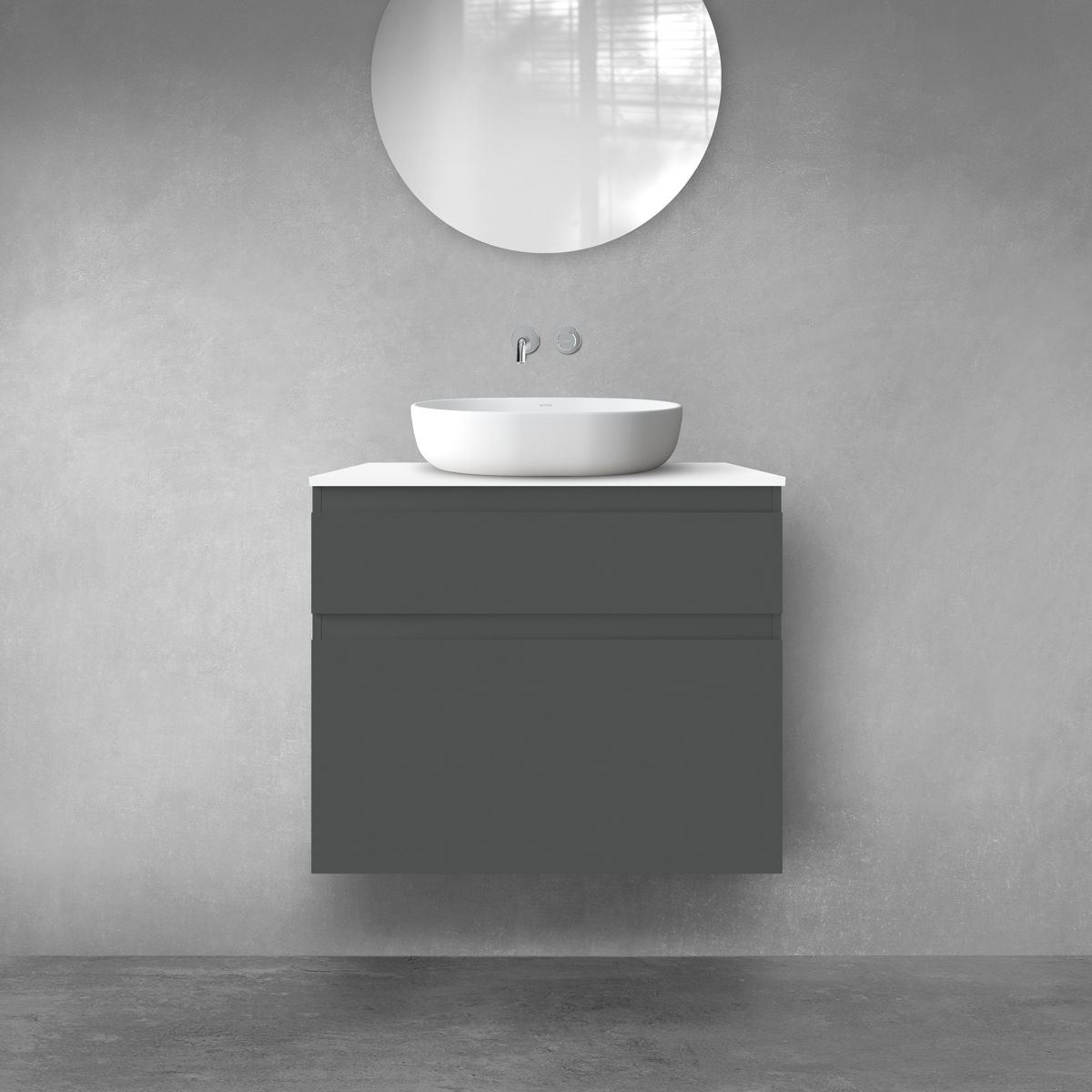 Oltens Vernal zestaw mebli łazienkowych 80 cm z blatem grafit mat/biały połysk 68227400 - Wysyłka w 24h