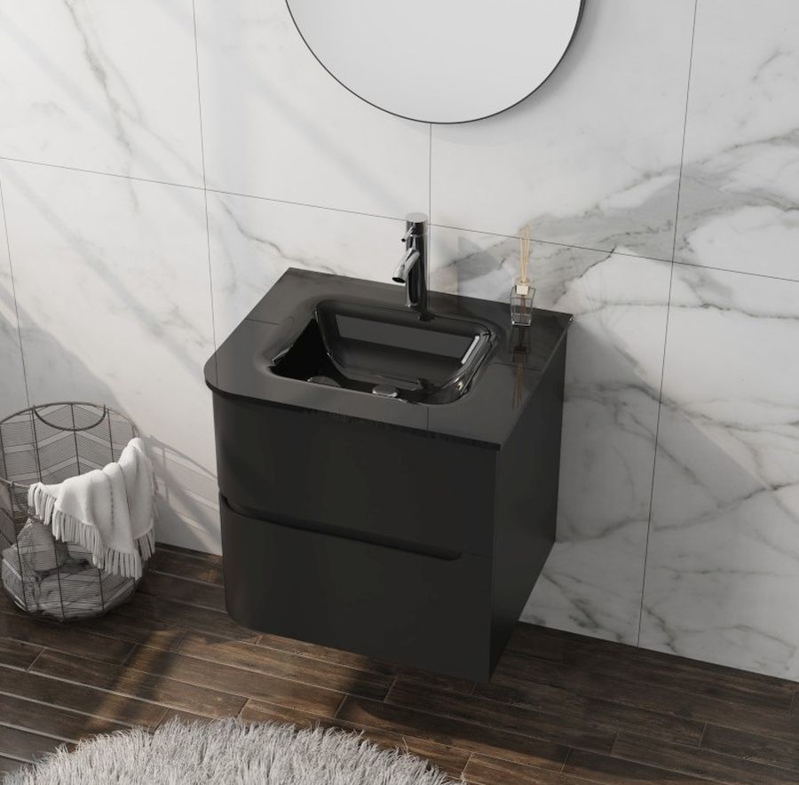 LaVita Atlanta umywalka z szafką 60 cm zestaw meblowy czarny mat
