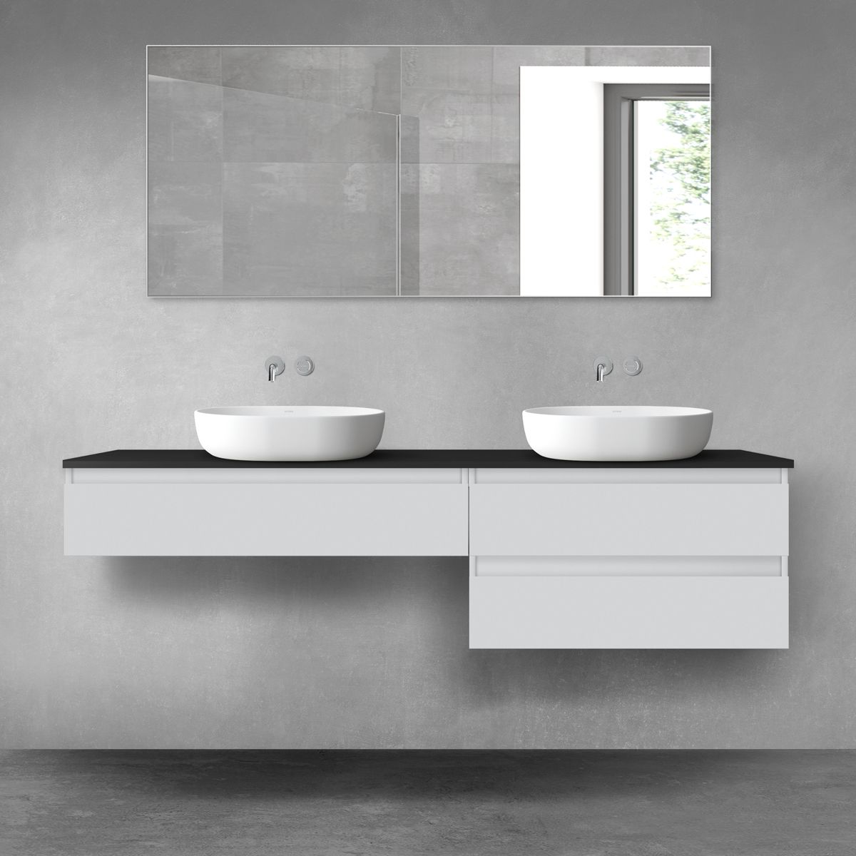 Oltens Vernal zestaw mebli łazienkowych 180 cm z blatem szary mat/czarny mat 68580700 - Wysyłka w 24h