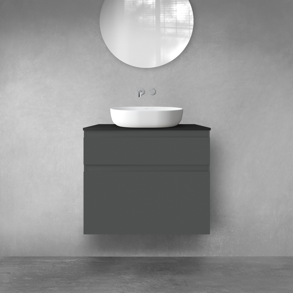 Oltens Vernal zestaw mebli łazienkowych 80 cm z blatem grafit mat/czarny mat 68231400 - Wysyłka w 24h