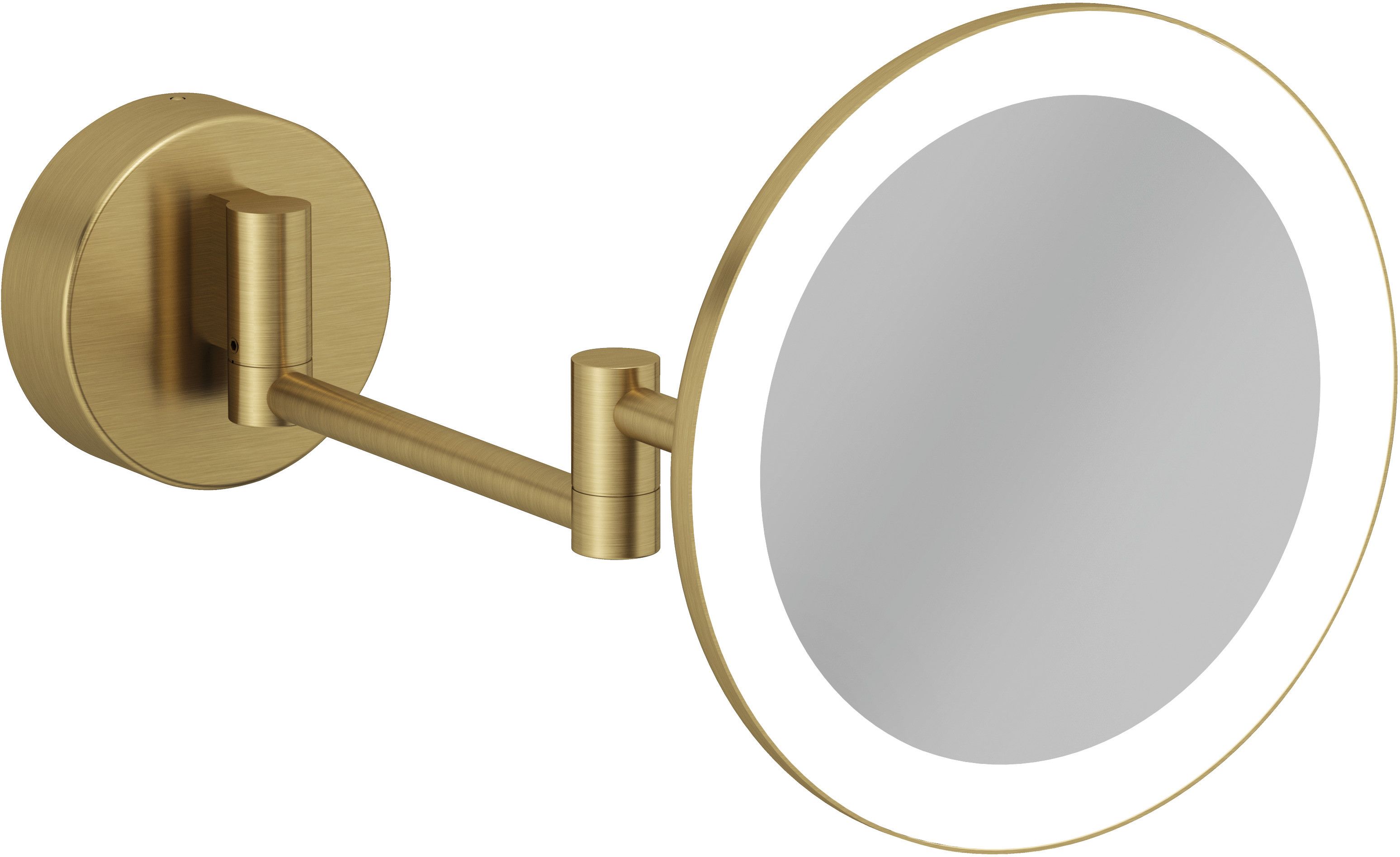 Kludi Vela R lusterko kosmetyczne 20,2x20,2 cm okrągłe z oświetleniem złoty szczotkowany 58995N0W