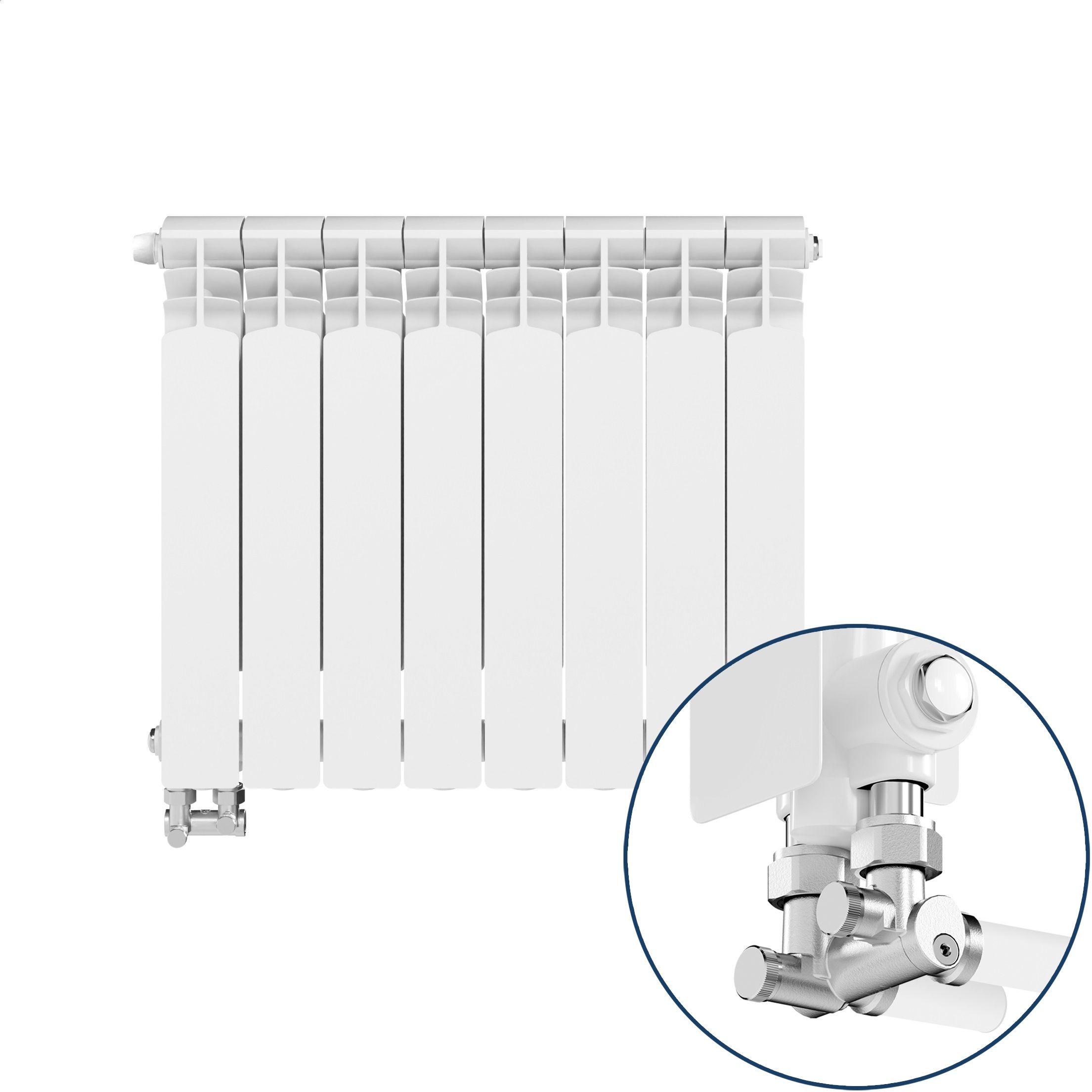 KFA Armatura G500F/D/8 grzejnik pokojowy 57,2x64,4 cm podłączenie dolne biały 789-083-44