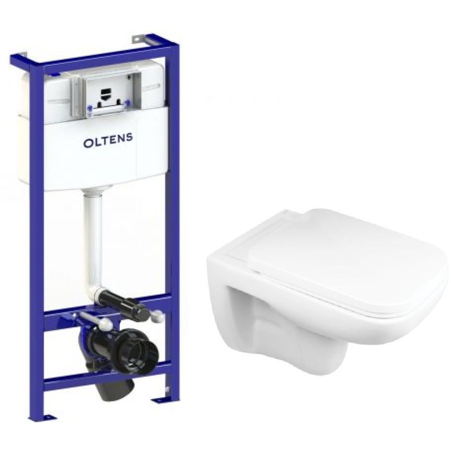 Zestaw Oltens Ribe miska WC z deską i stelaż podtynkowy Oltens Triberg (50001000, 42010000) - Wysyłka w 24h