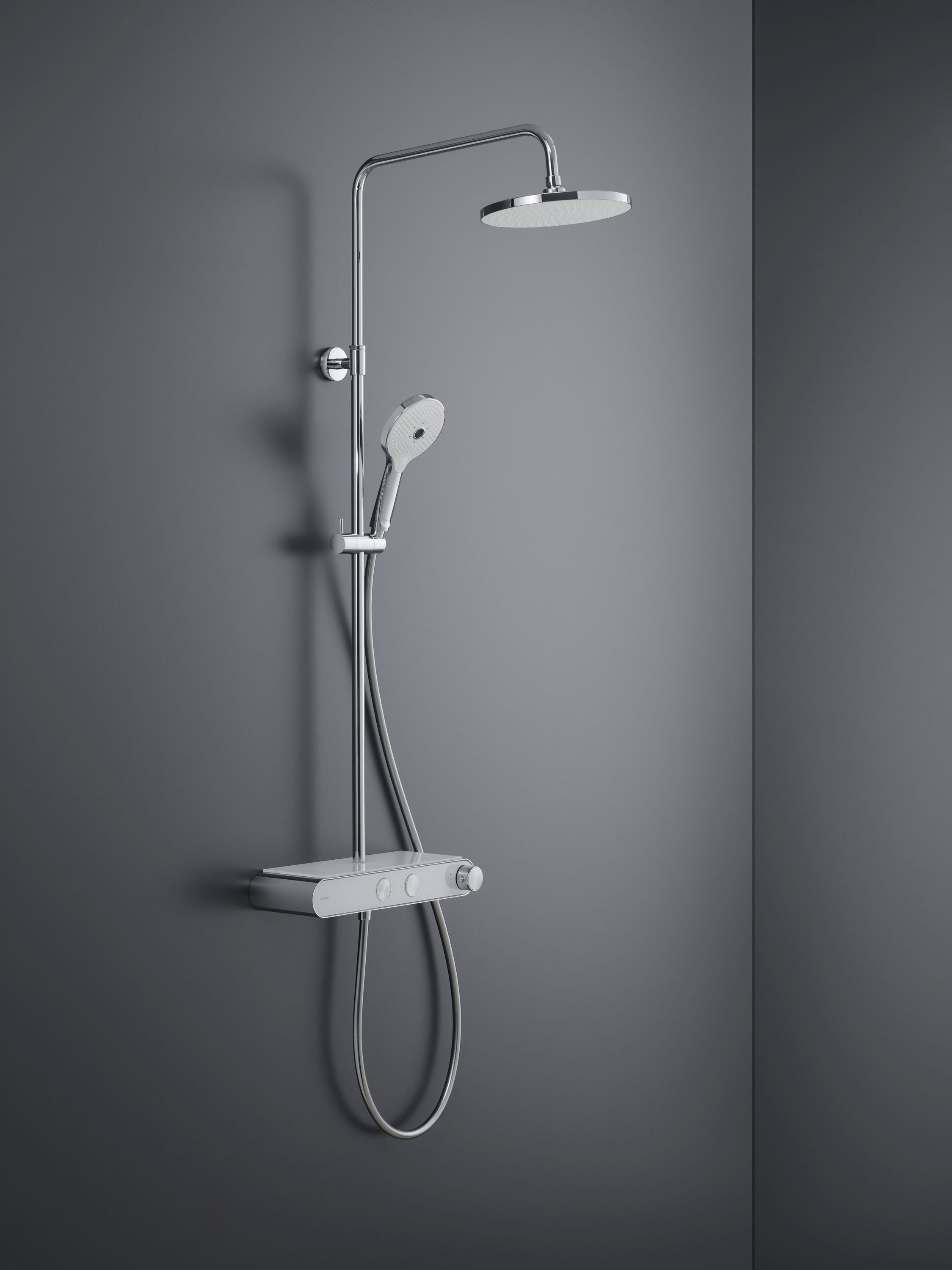 Duravit Shower Systems zestaw prysznicowy ścienny termostatyczny chrom biały połysk TH4380008005