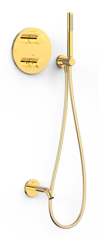 Tres Therm-Box zestaw wannowo-prysznicowy podtynkowy termostatyczny złoty połysk 24-K 26225006OR