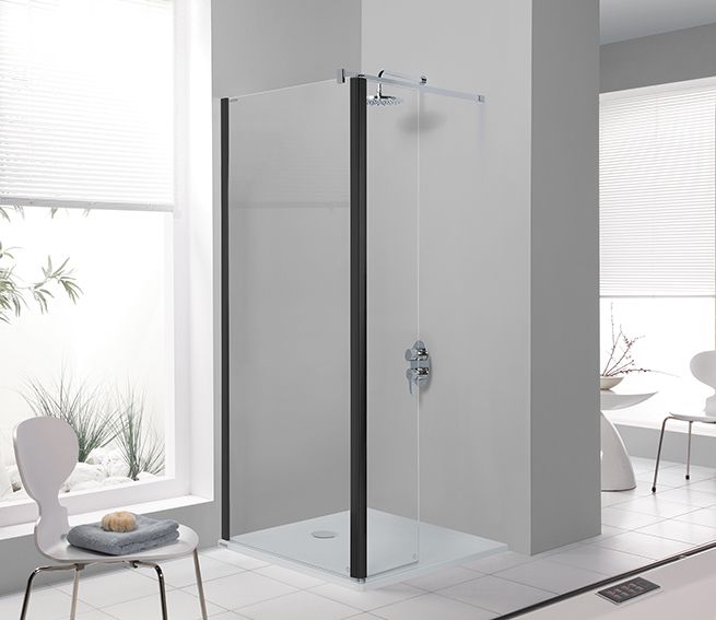 Sanplast Prestige III PR2/PRIII-100 Walk-in ścianka prysznicowa 100 cm czarny mat/szkło przezroczyste 600-073-0990-59-401