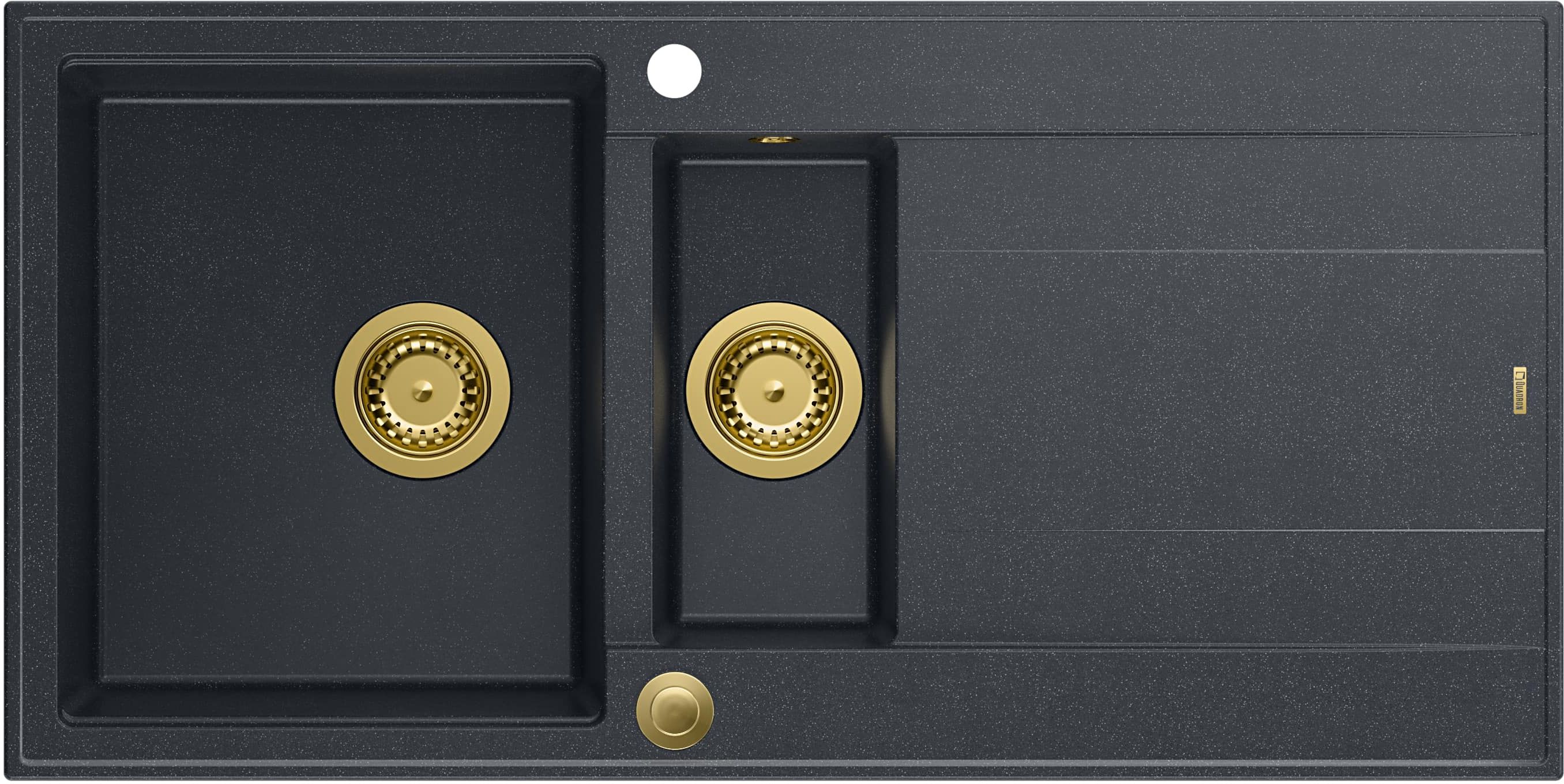 Quadron Evan 156XL zlewozmywak 100x50 cm GraniteQ black diamond/złoty HQE510050U8_PVDG1_P2O