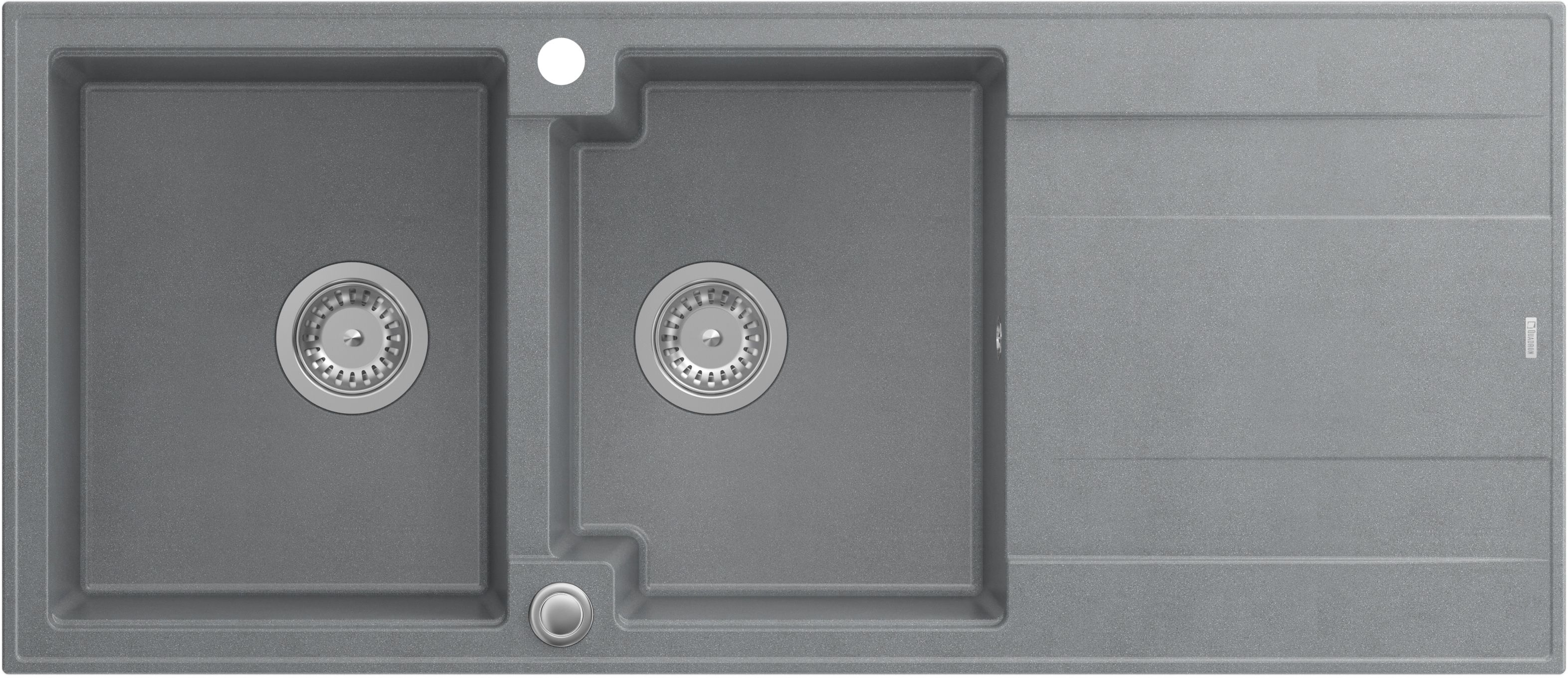 Quadron Evan 121 zlewozmywak 116x50 cm GraniteQ silver stone/elementy stalowe HQE11650U5_BS_P2O