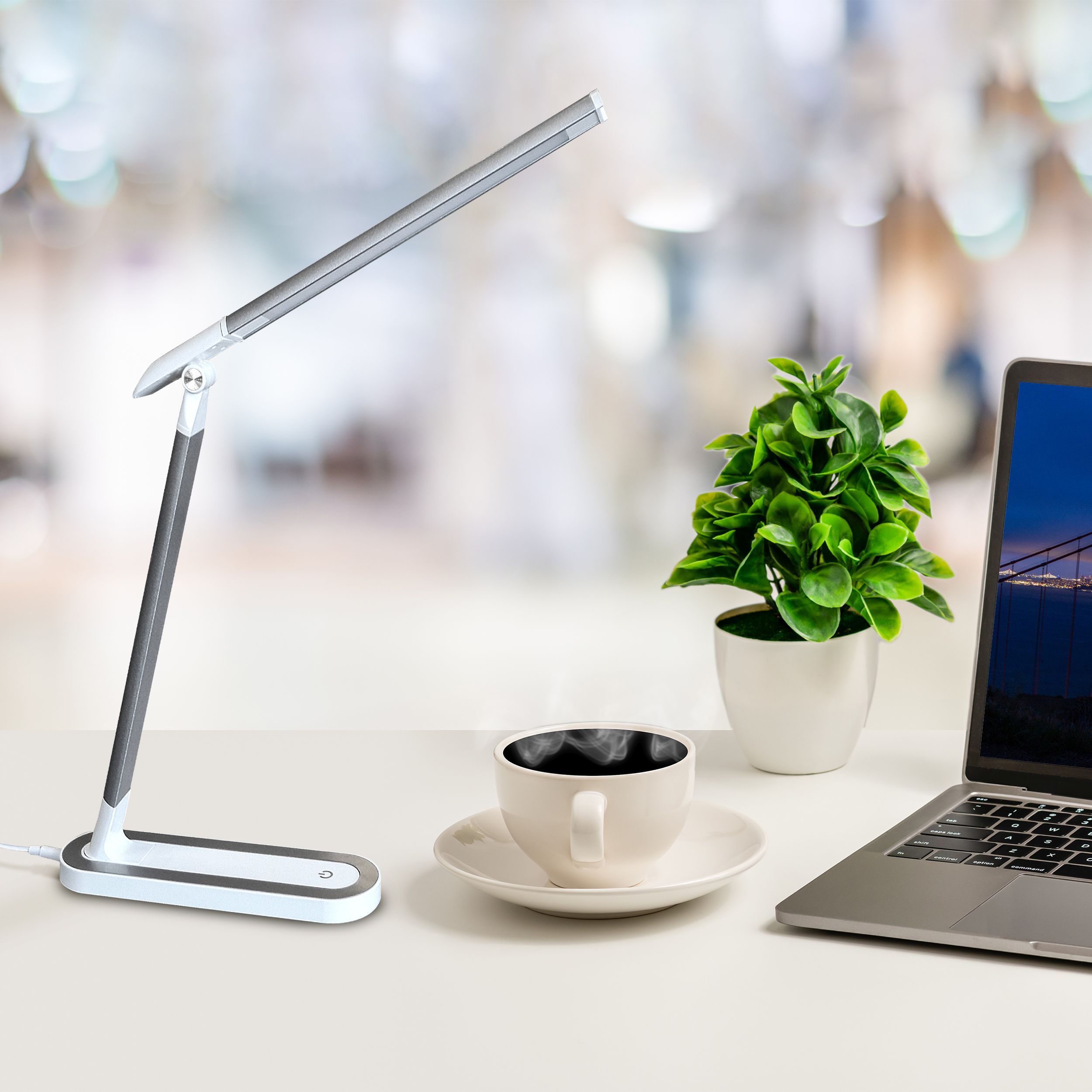 Goldlux Madera lampa biurkowa 1x7 W biała-srebrna 324955