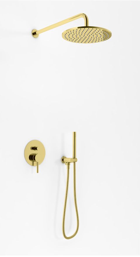 Kohlman Axel Gold zestaw prysznicowy podtynkowy z deszczownicą złoty QW210AGDR30