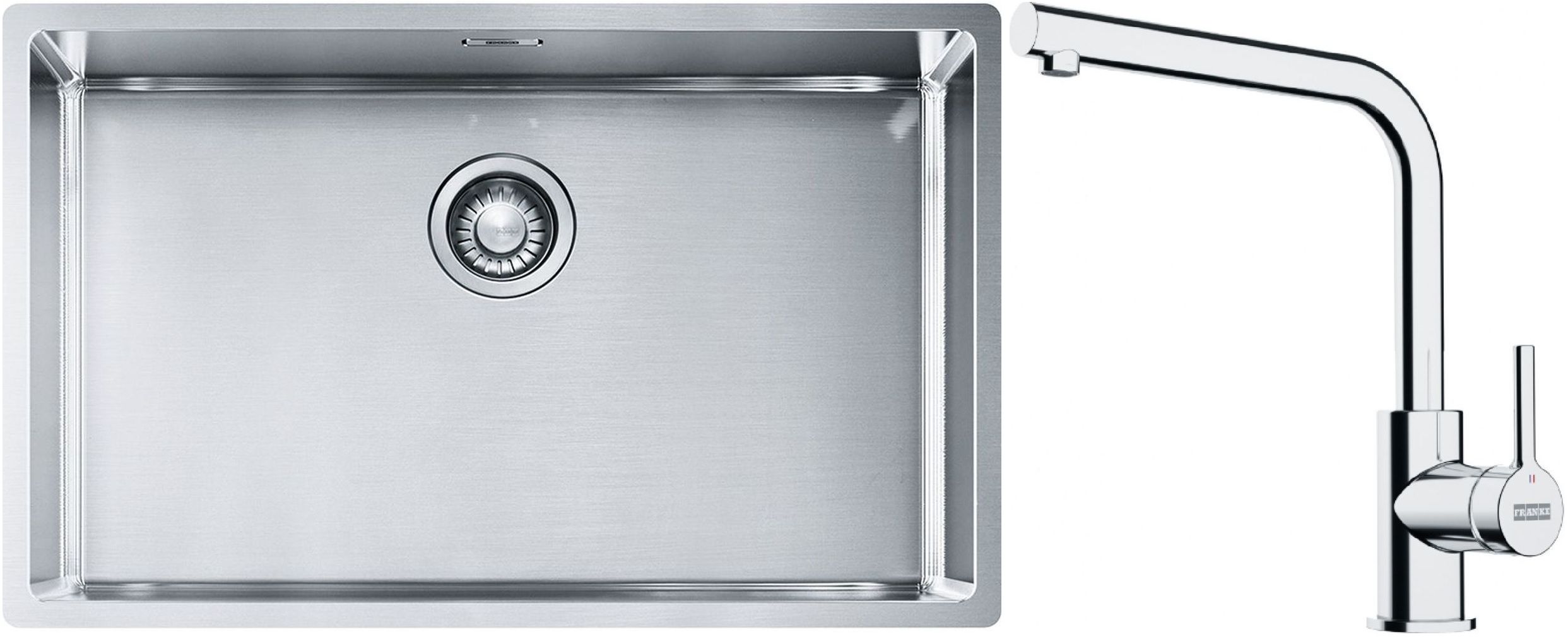 Franke Box BXX 210/110-68 zlewozmywak 72,5x45 cm stalowy z baterią kuchenną Lina chrom (1270453658, 1150693230)