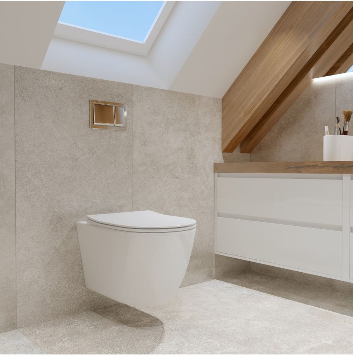 LaVita Sinto miska WC z deską wolnoopadającą wisząca bez kołnierza spłukiwanie wirowe biały połysk - Wysyłka w 24h