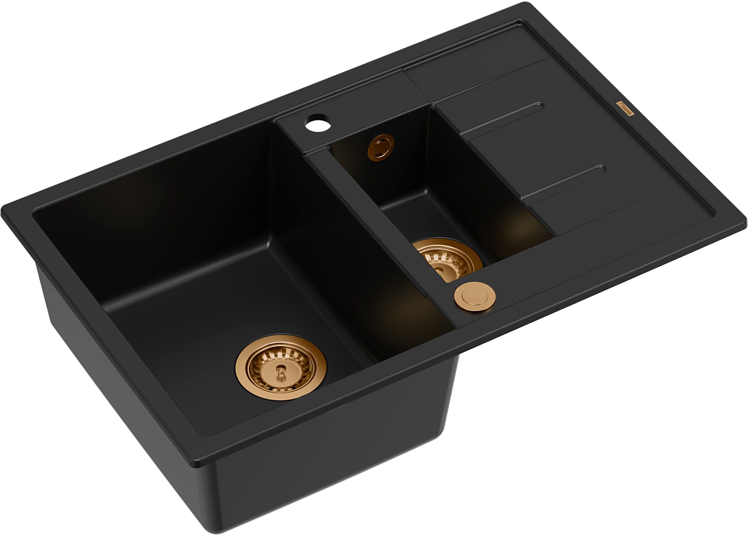 Quadron Morgan 156 zlewozmywak 78x50 cm wpuszczany GraniteQ pure carbon/miedź HB8224U7-C1_P2O