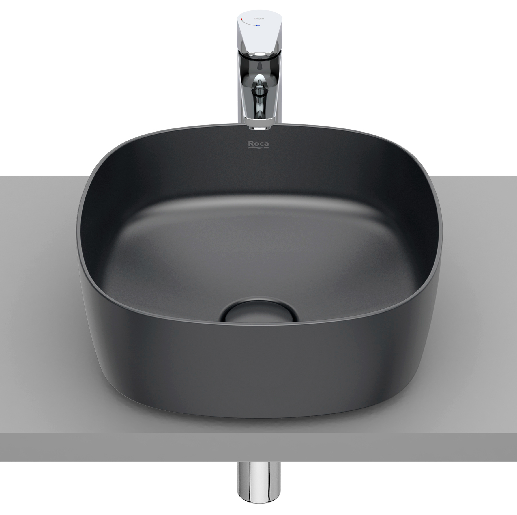 Roca Inspira umywalka 37x37 cm kwadratowa nablatowa szary/kamień A327502640