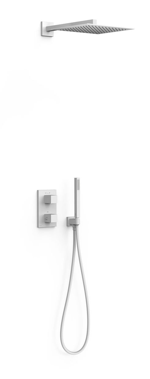Tres Therm-Box zestaw prysznicowy podtynkowy termostatyczny z deszczownicą biały mat 00625004BM