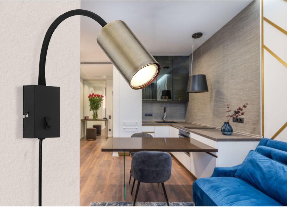 Globo Lighting Robby kinkiet 1x25W czarny/mosiądz 57911WM