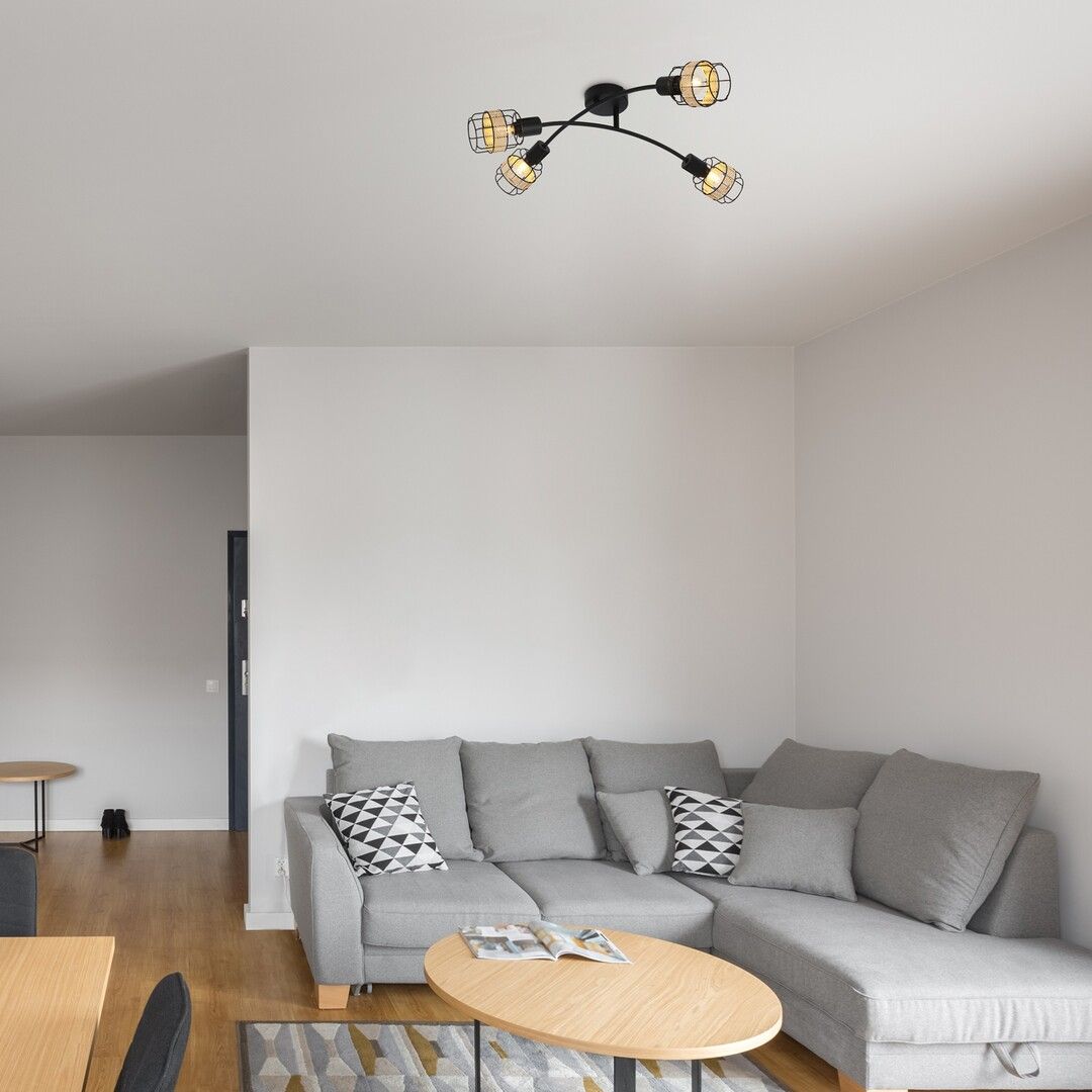 Rabalux Indiana lampa podsufitowa 4x25W czarny mat/naturalny 5282