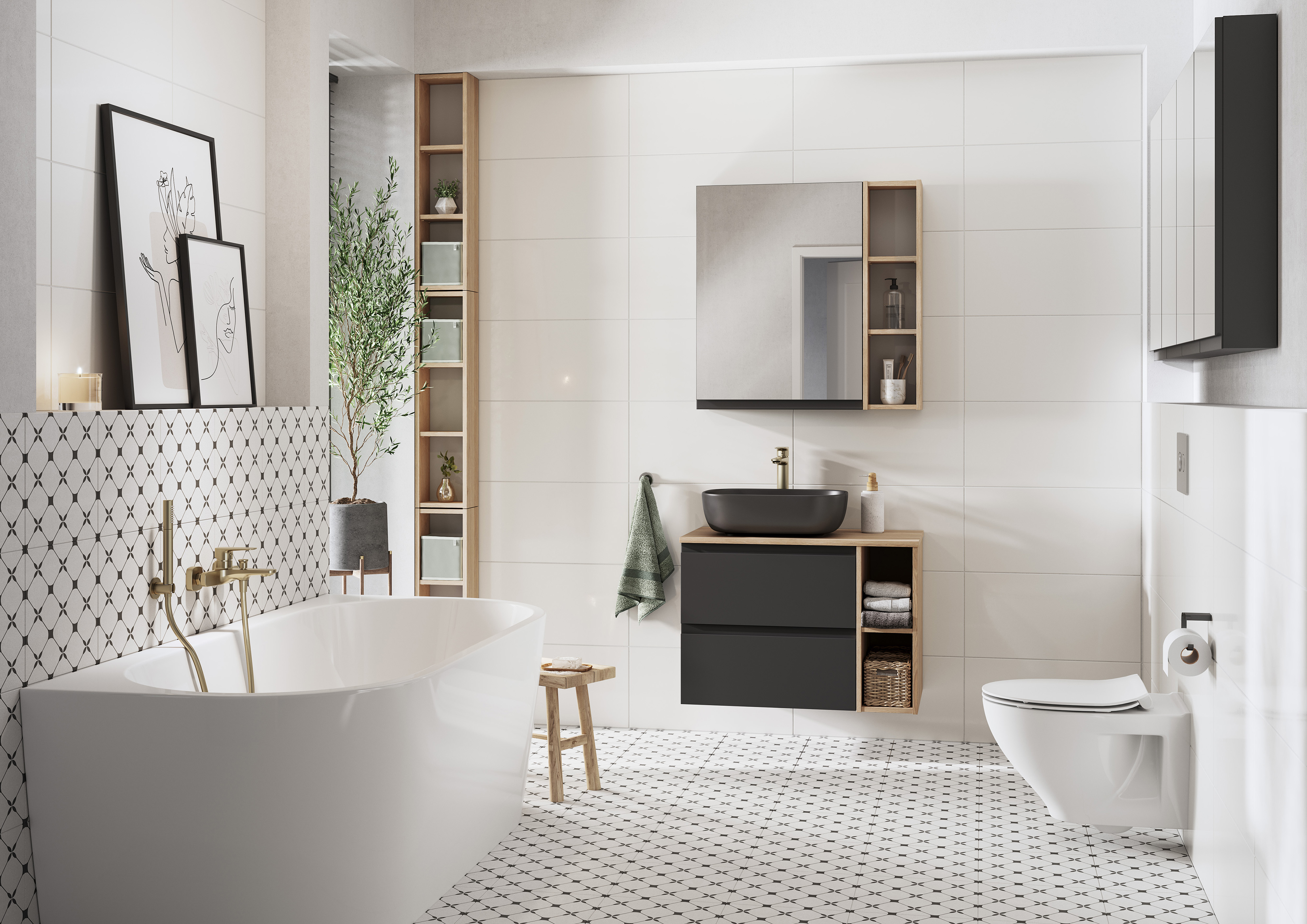 Cersanit Moduo szafka 60 cm boczna wisząca antracyt S590-074-DSM - Wysyłka w 24h