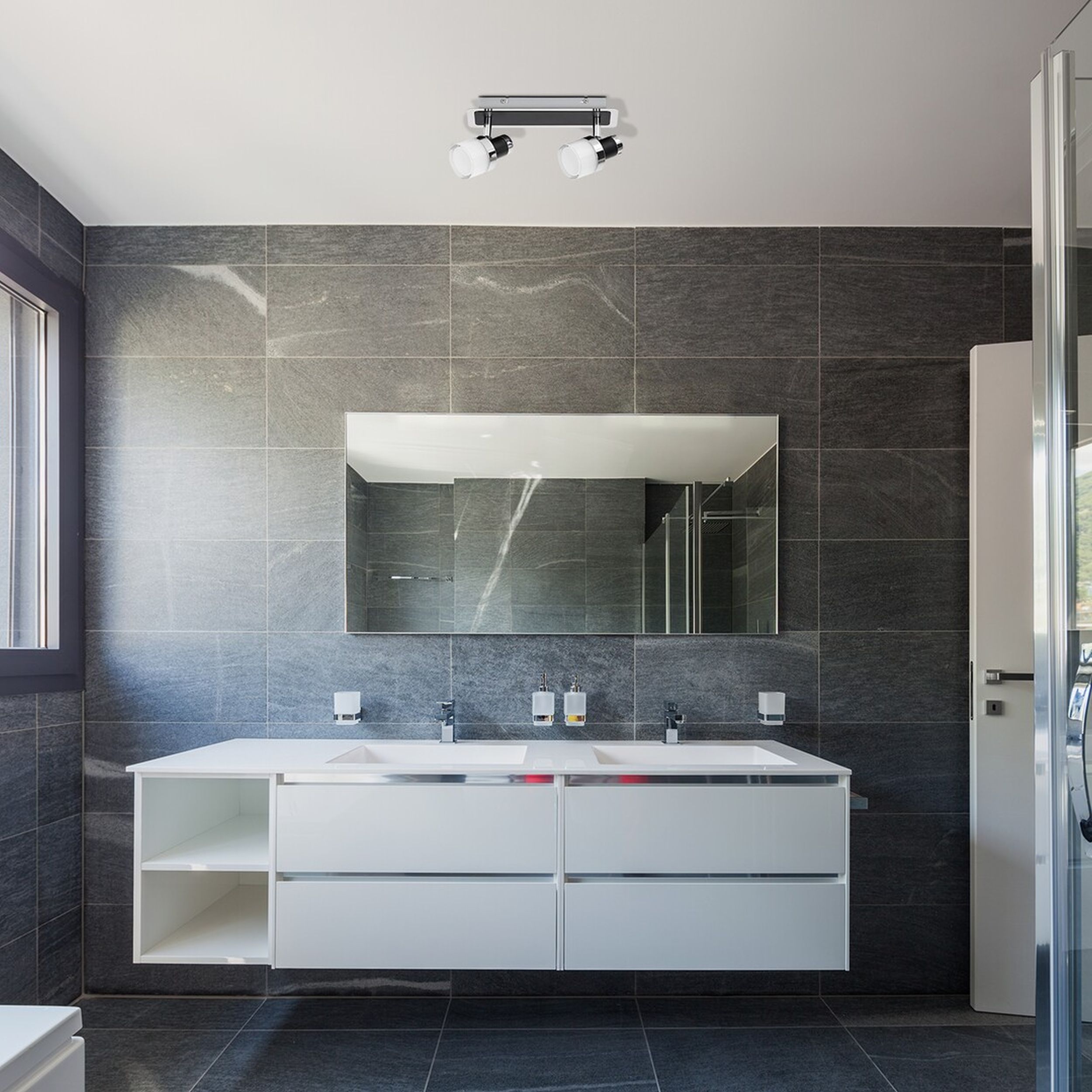 Rabalux Harold lampa podsufitowa 2x10W LED chrom/czarny/opal 5022