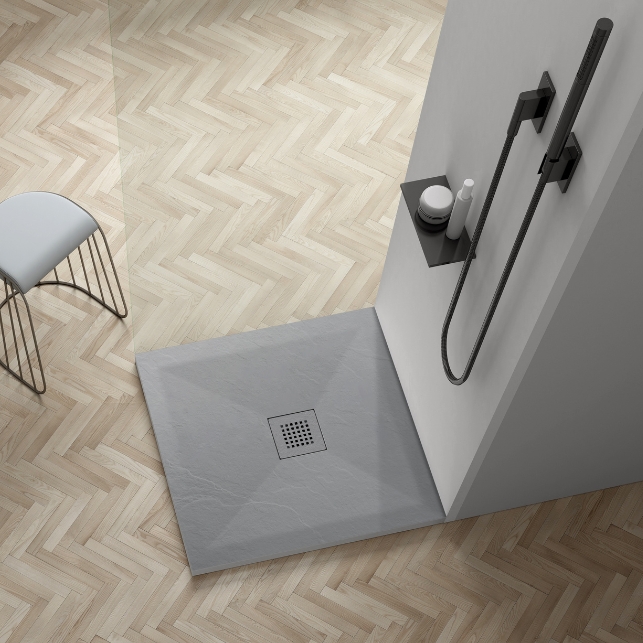 Balneo Stone Tray brodzik 90x90 cm kwadratowy kompozyt jasnoszary STFLG909025