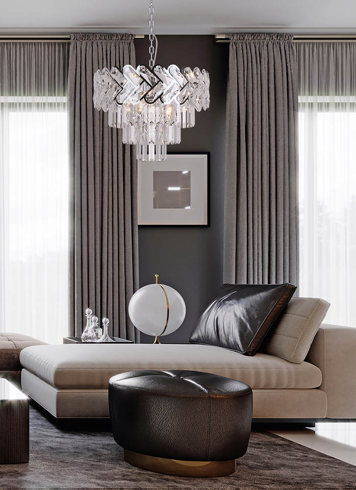 Kaja Toscana Gold lampa wisząca 6x40W srebrny/kryształ K-8172