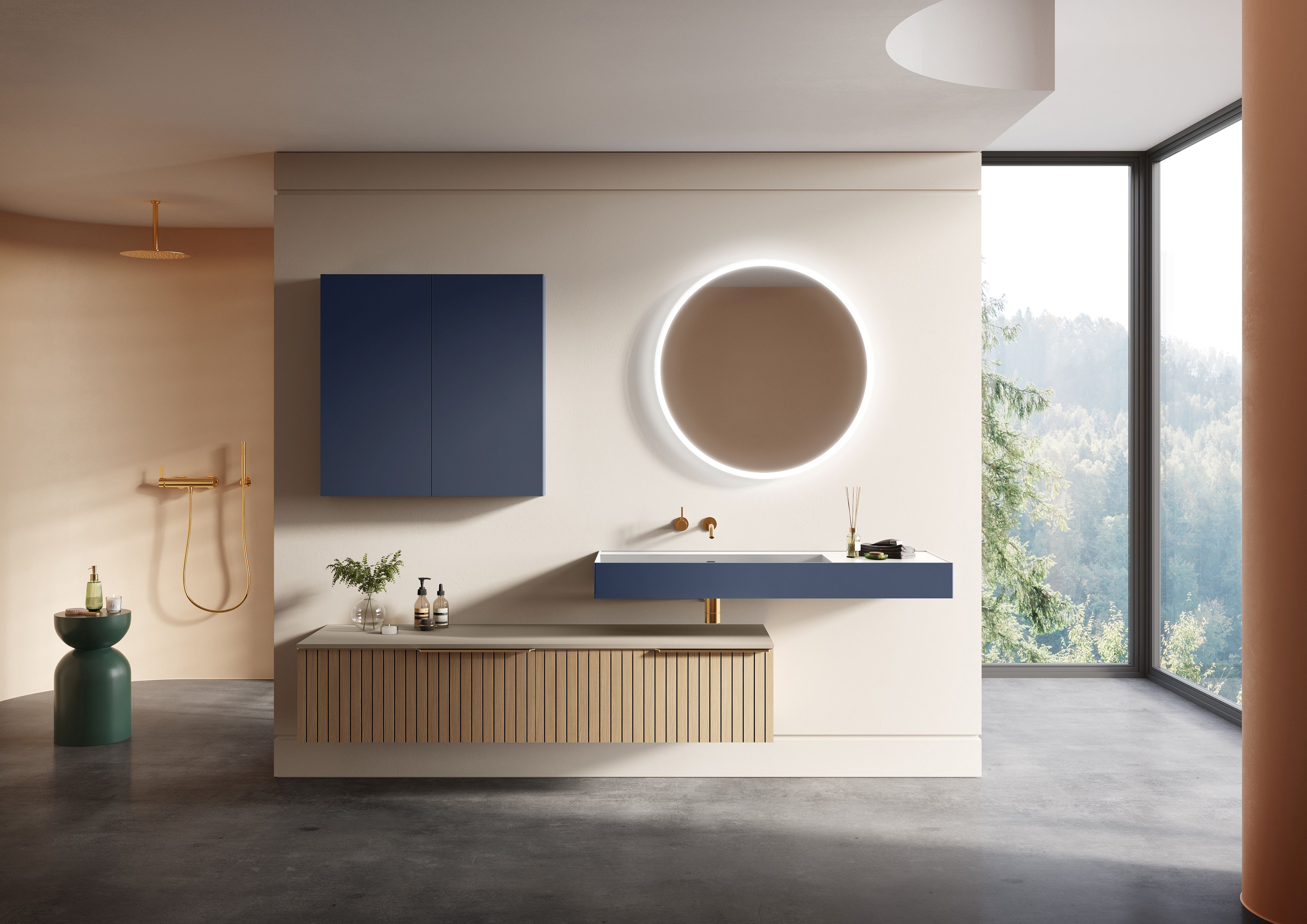 Elita Level umywalka 100,5x45,5 cm prostokątna ścienna lewa white/navy blue mat RE041461226210