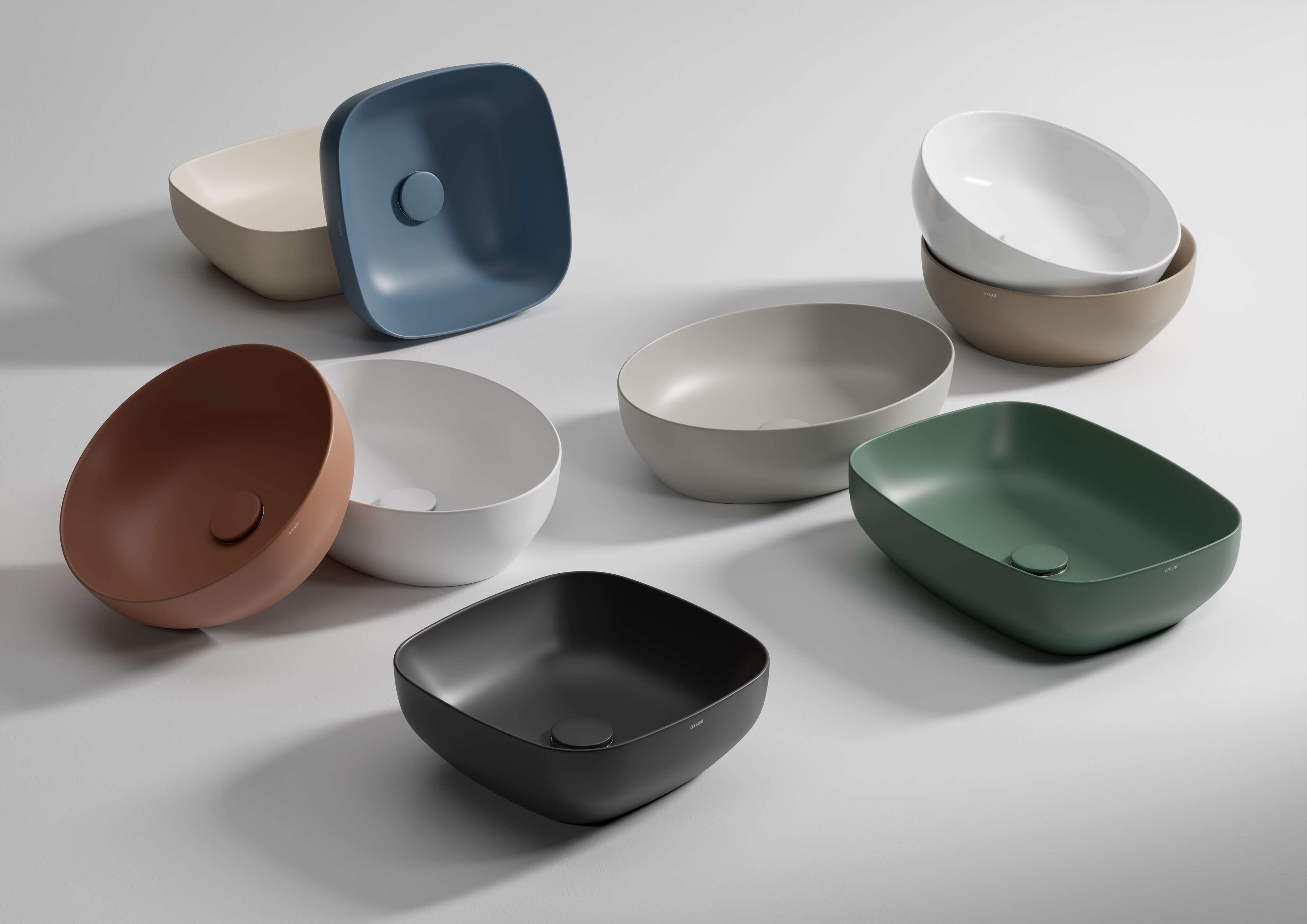 Cersanit Larga umywalka 50x38,5 cm nablatowa prostokątna jasnoszary mat K677-059