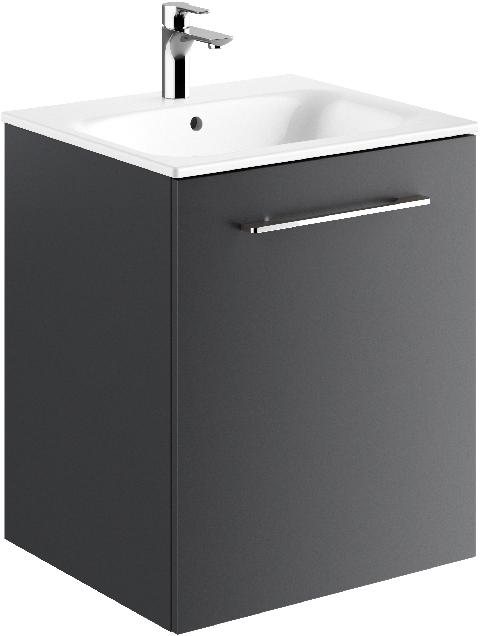 Geberit Selnova Square umywalka z szafką 55 cm zestaw meblowy biały/lava mat 501.249.00.1