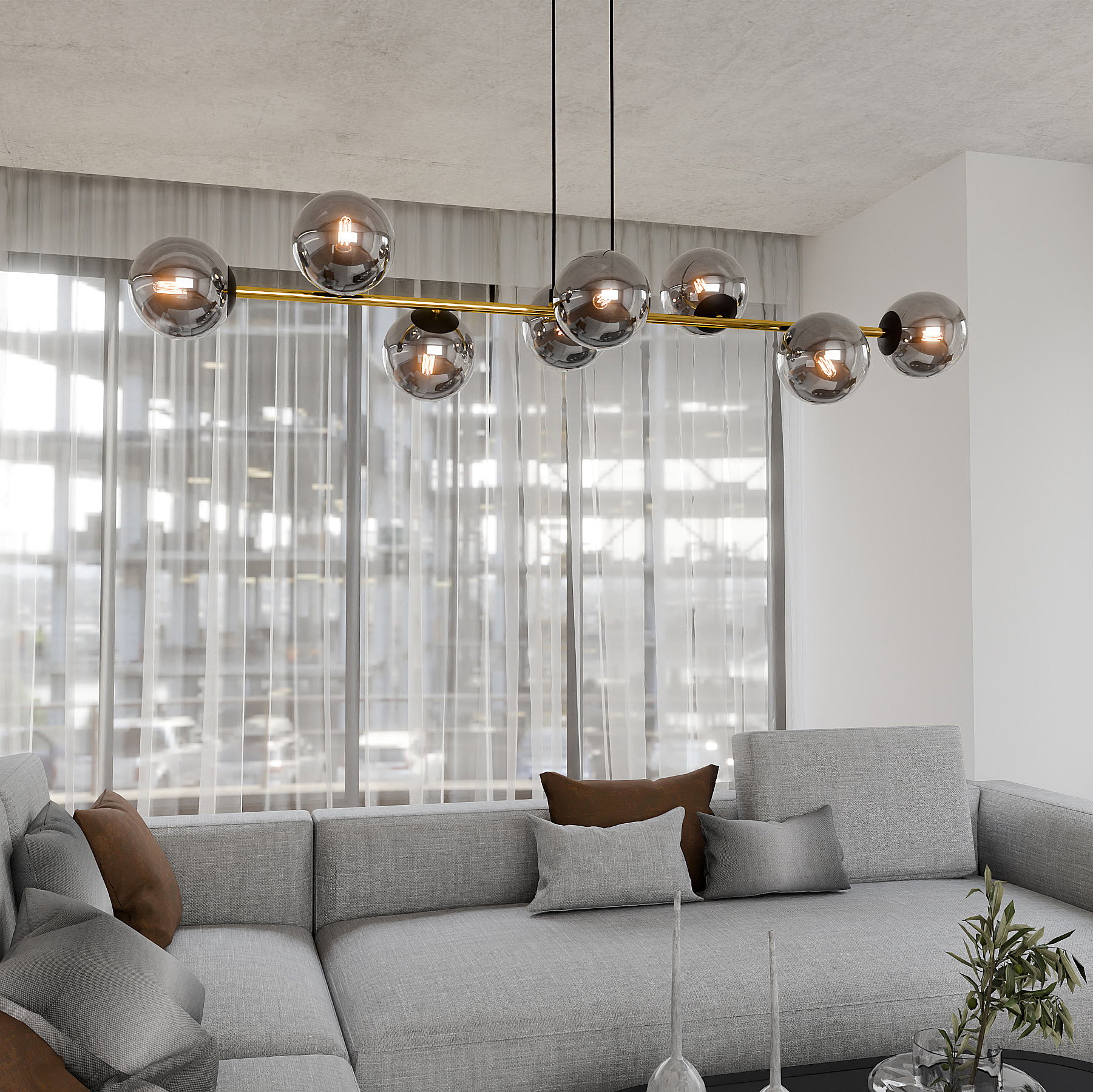 Emibig Gravity lampa wisząca 8x10W czarny/złoty/grafit 1237/8