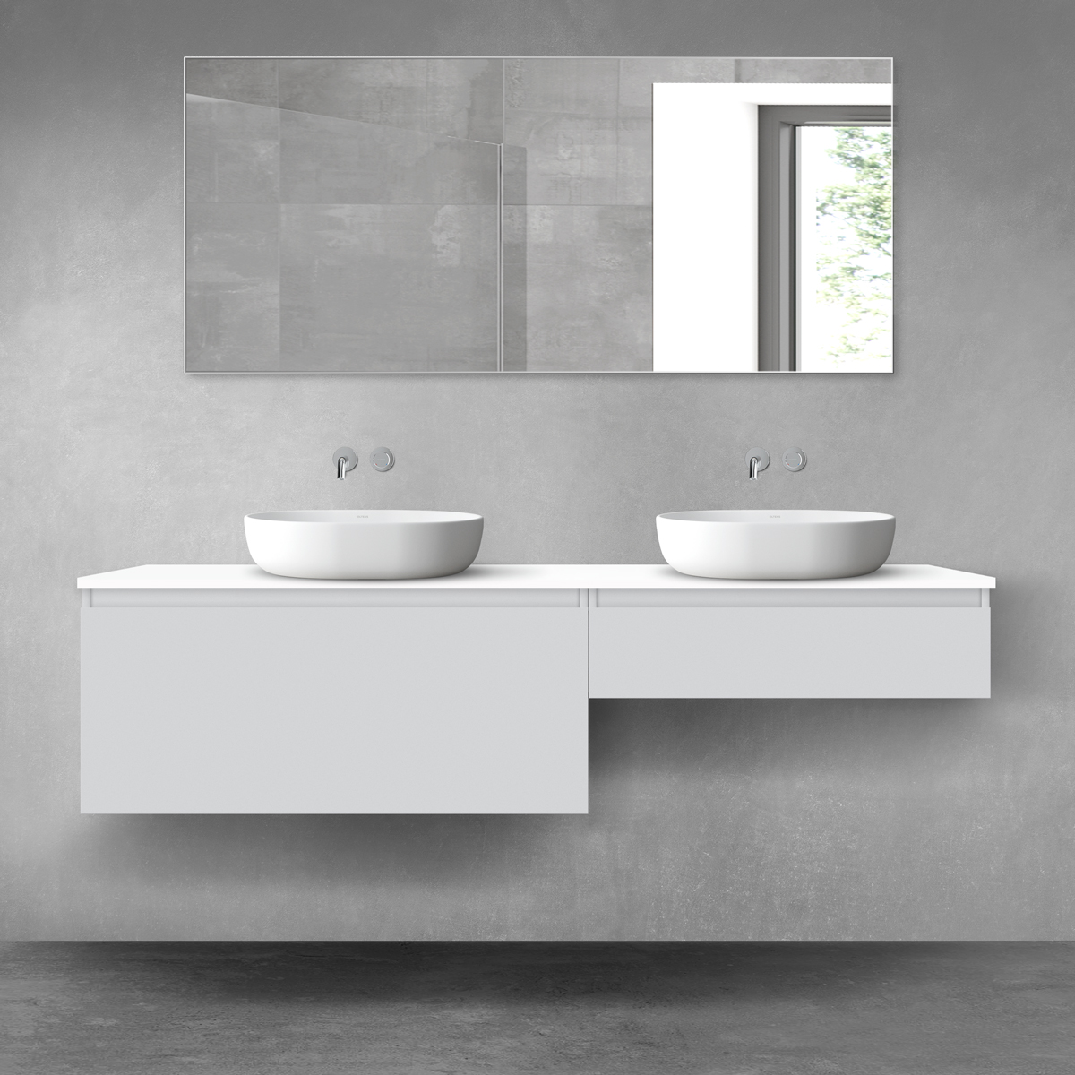 Oltens Vernal zestaw mebli łazienkowych 180 cm z blatem szary mat/biały połysk 68575700 - Wysyłka w 24h