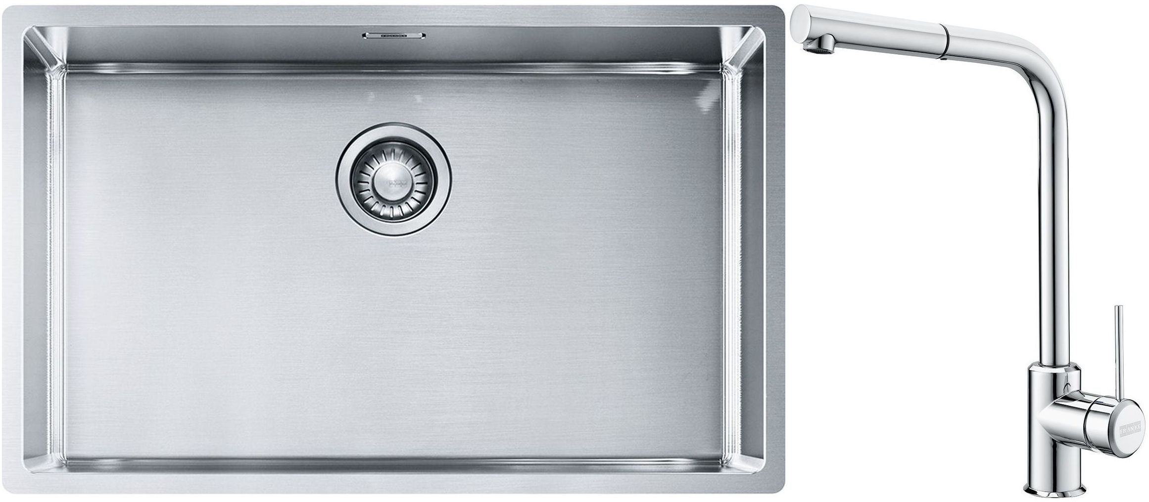 Franke Box BXX 210/110-68 zlewozmywak 72,5x45 cm stalowy z baterią kuchenną Sirius Side chrom (1270453658, 1150668280) - Wysyłka w 24h