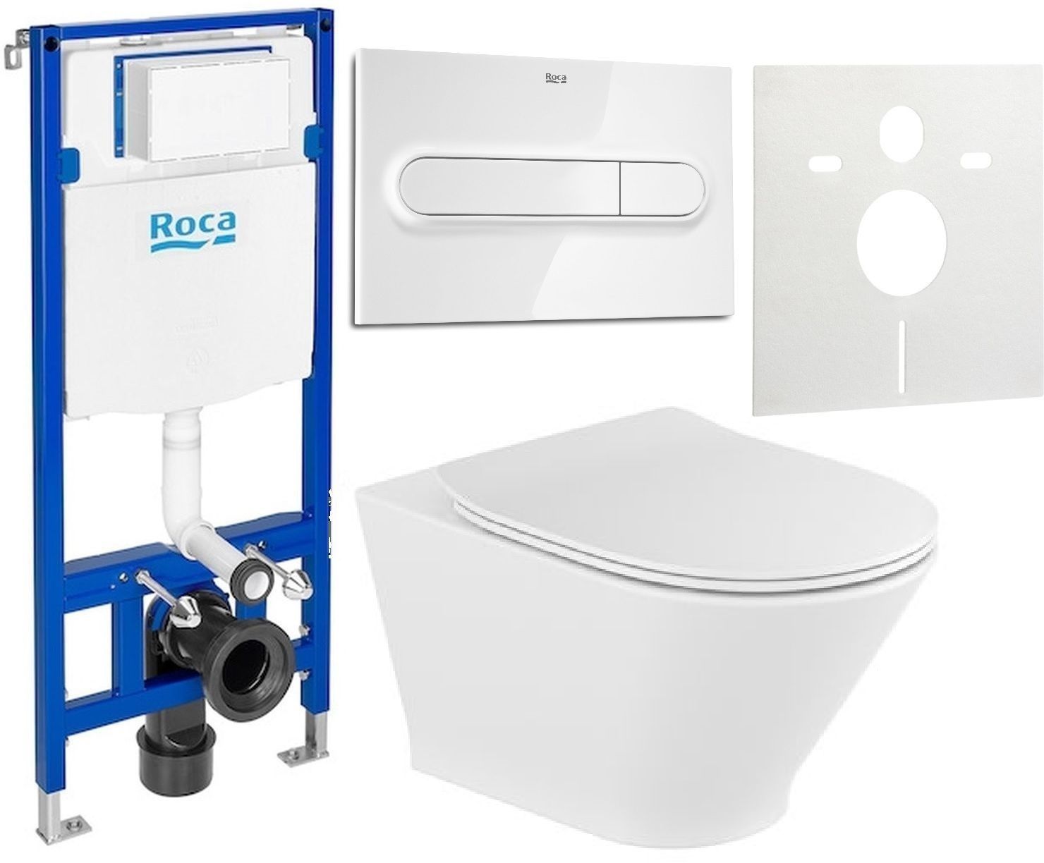 Zestaw Roca Gap Round miska WC wisząca Rimless z deską wolnoopadającą i stelaż podtynkowy Duplo One z przyciskiem spłukującym PL1 ... - Wysyłka w 24h