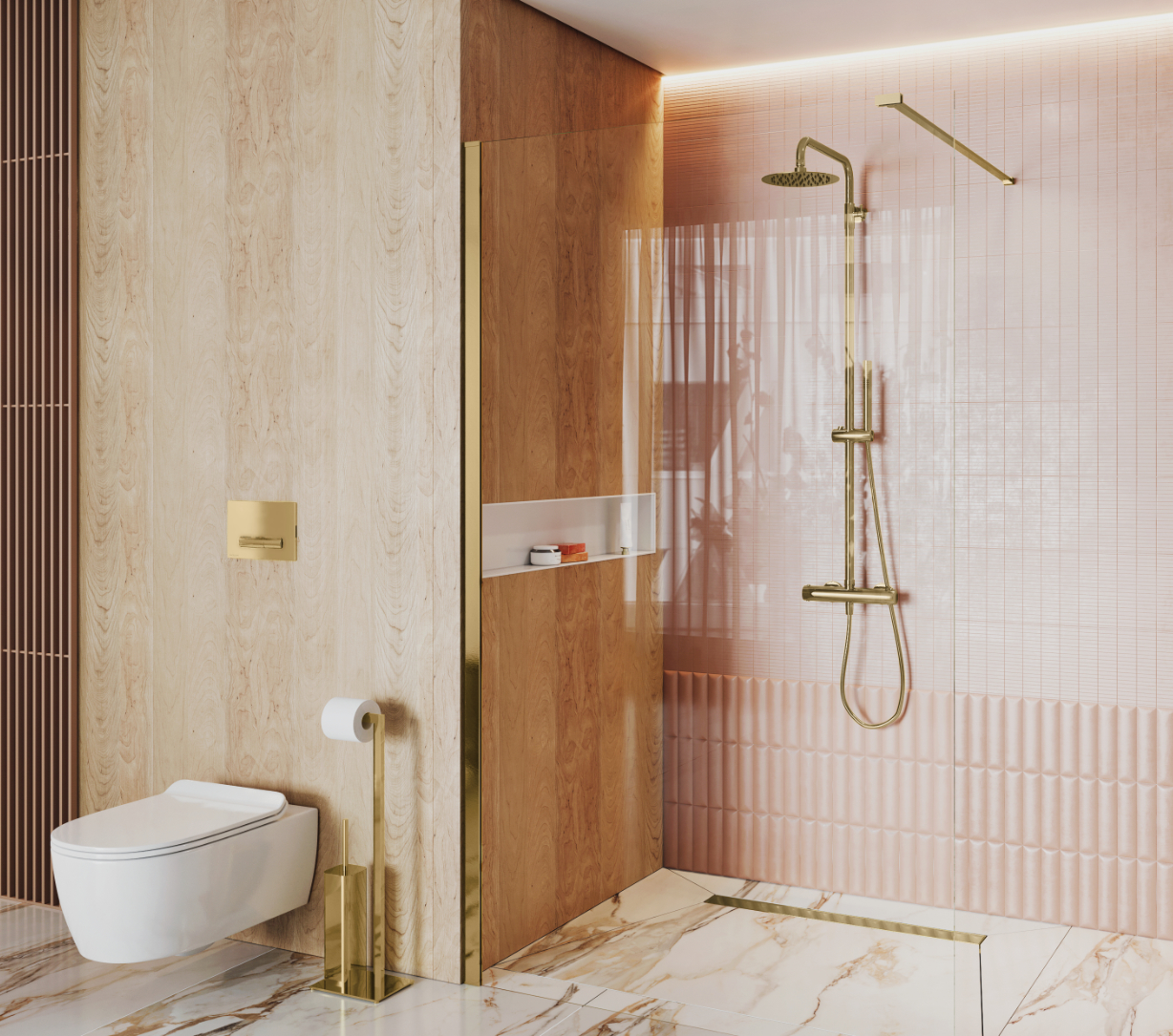 Actima Round Termo zestaw prysznicowy ścienny termostatyczny z deszczownicą złoty połysk ARAC.SY.107GL