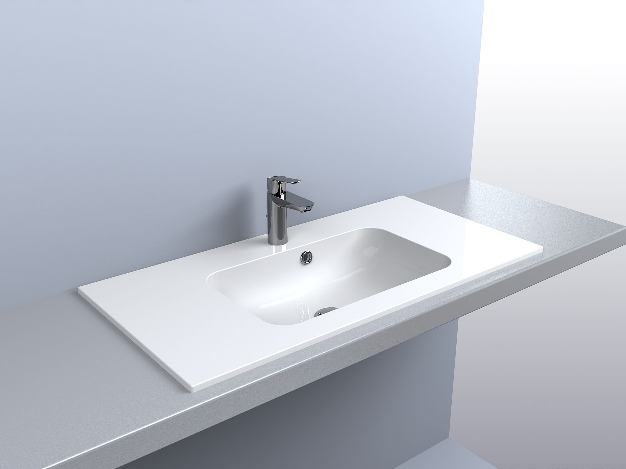 Miraggio Della umywalka 90x45 cm wpuszczana prostokątna biały połysk 0000182